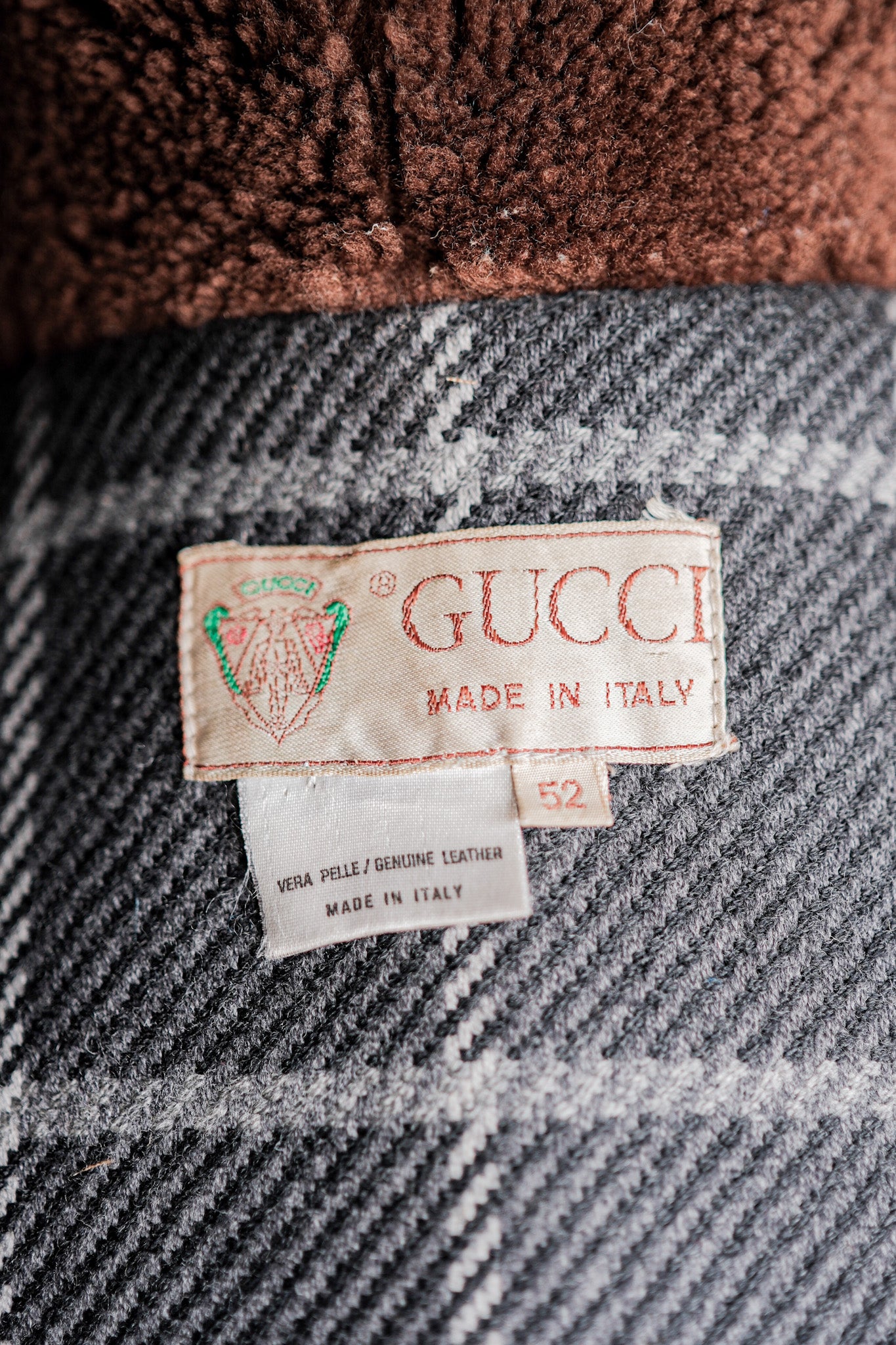 【~80's】Old Gucci Shawl Collar Leather Bomber Jacket Size.52
