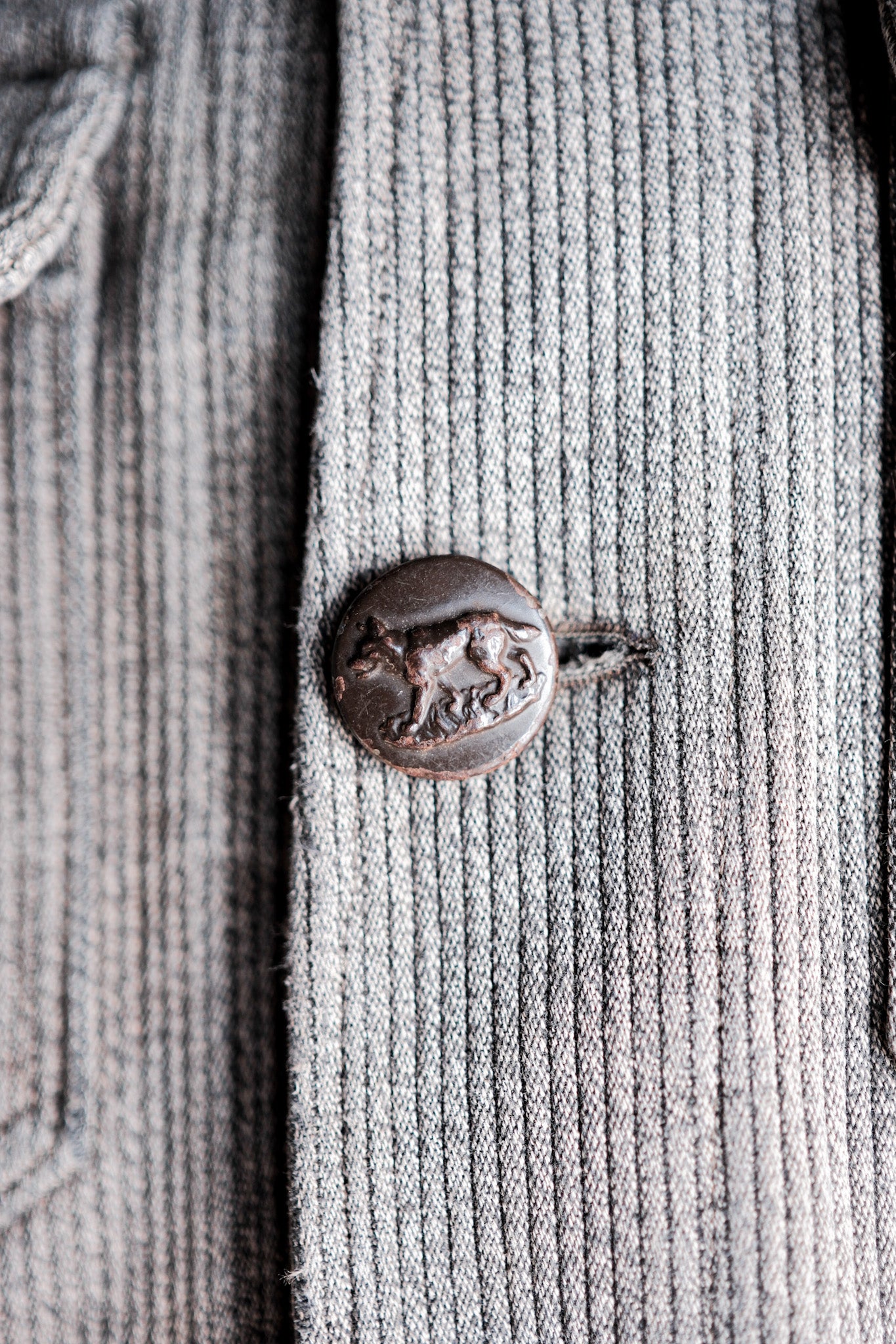 【~50's】French Vintage Gray Cotton Pique Hunting Jacket