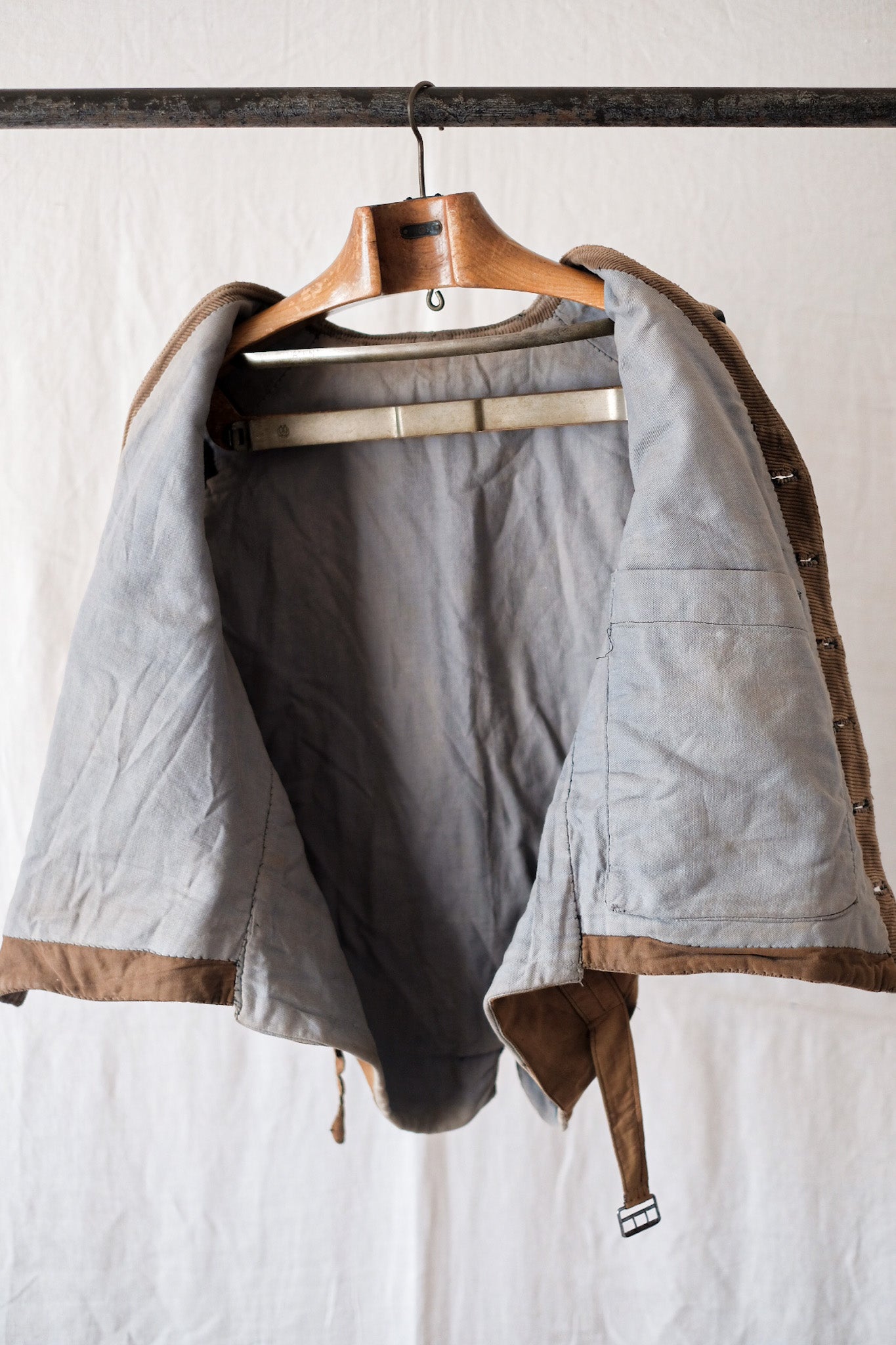 【~30's】French Vintage Brown Corduroy Hunting Gilet