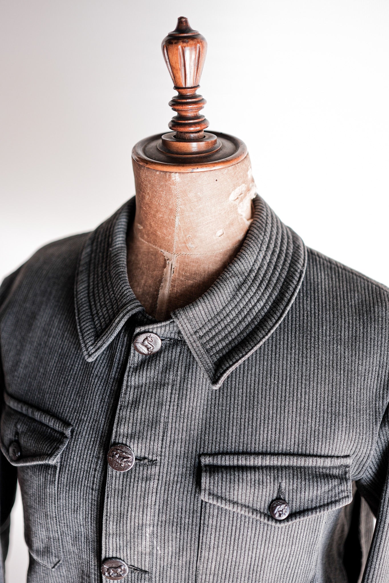 【~50's】French Vintage Gray Cotton Pique Hunting Jacket