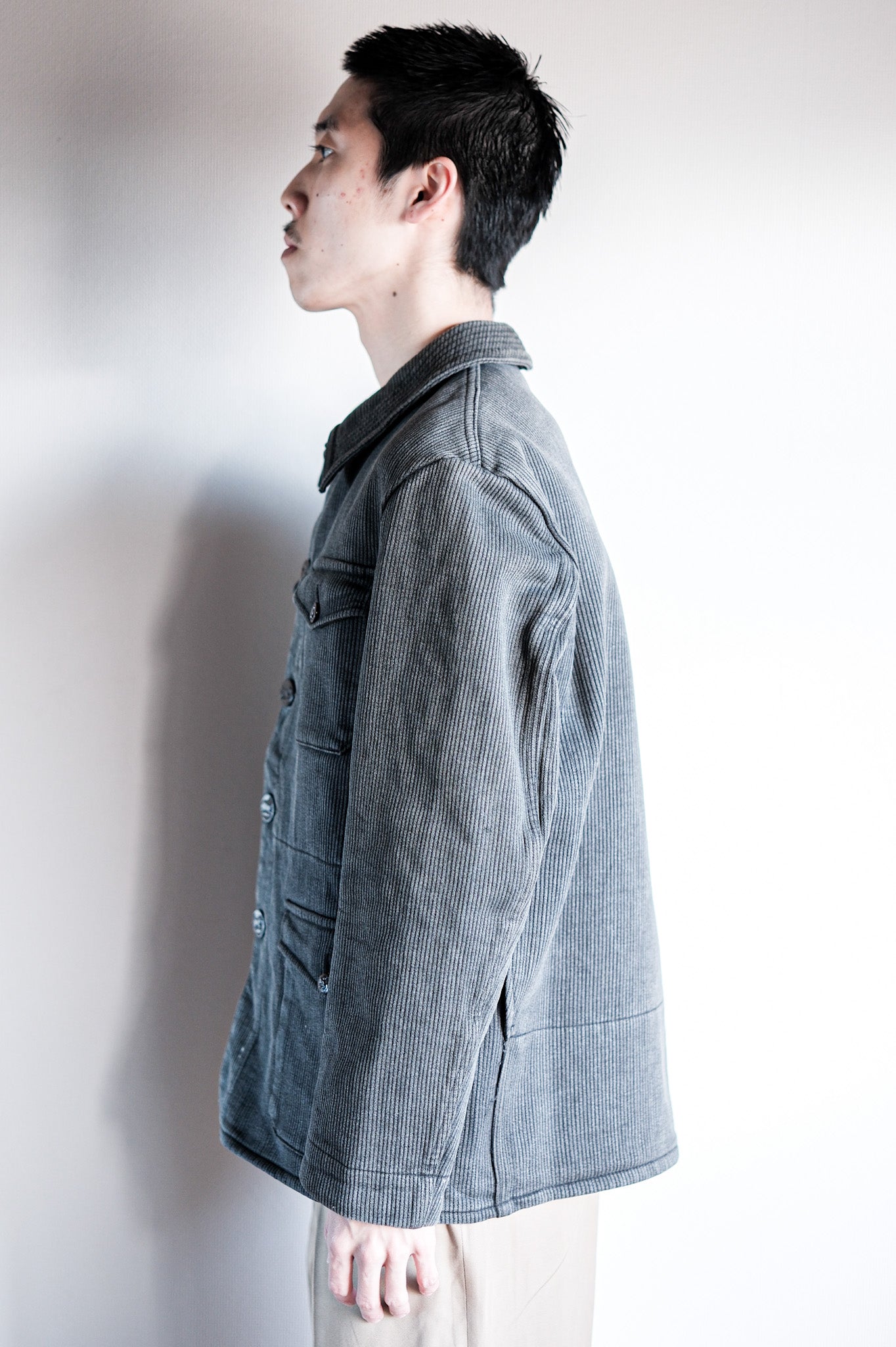 【~50's】French Vintage Gray Cotton Pique Hunting Jacket