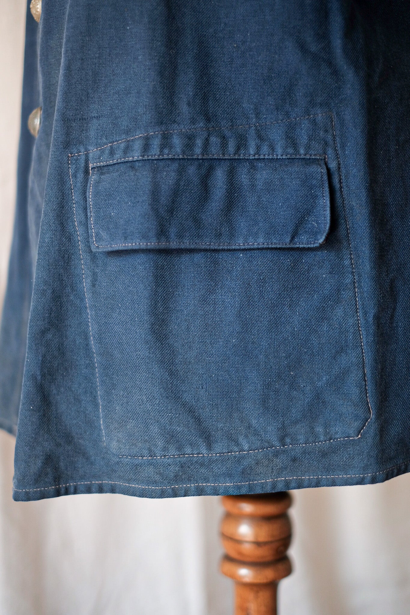 【~30's】French Vintage Indigo Cotton Twill Fireman Jacket