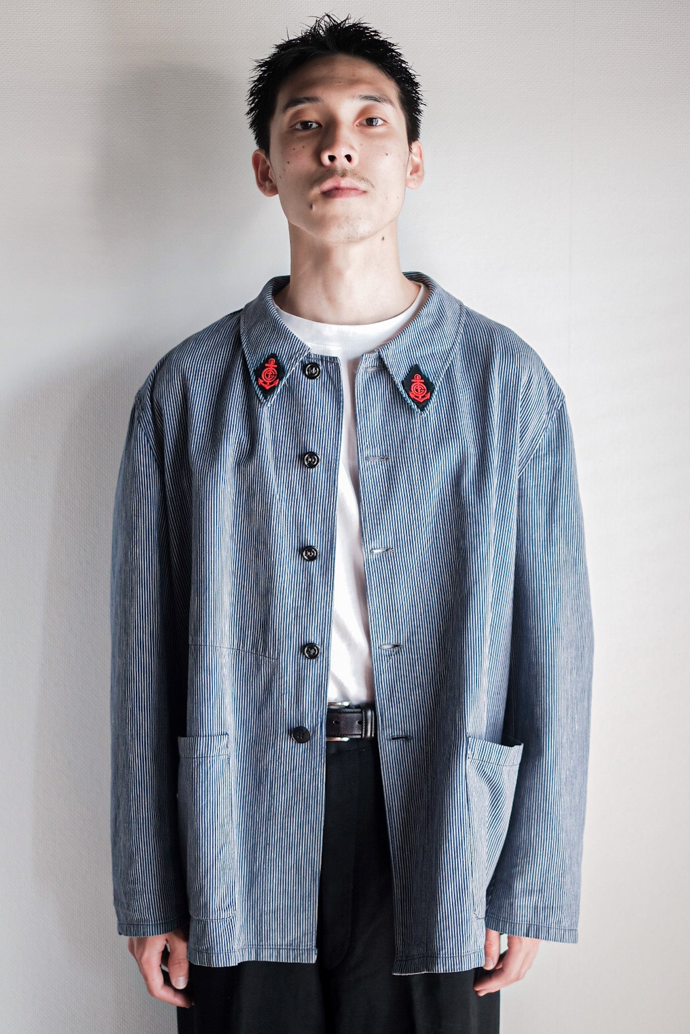 【~50's】French Vintage Cotton Striped Work Jacket "CGT"