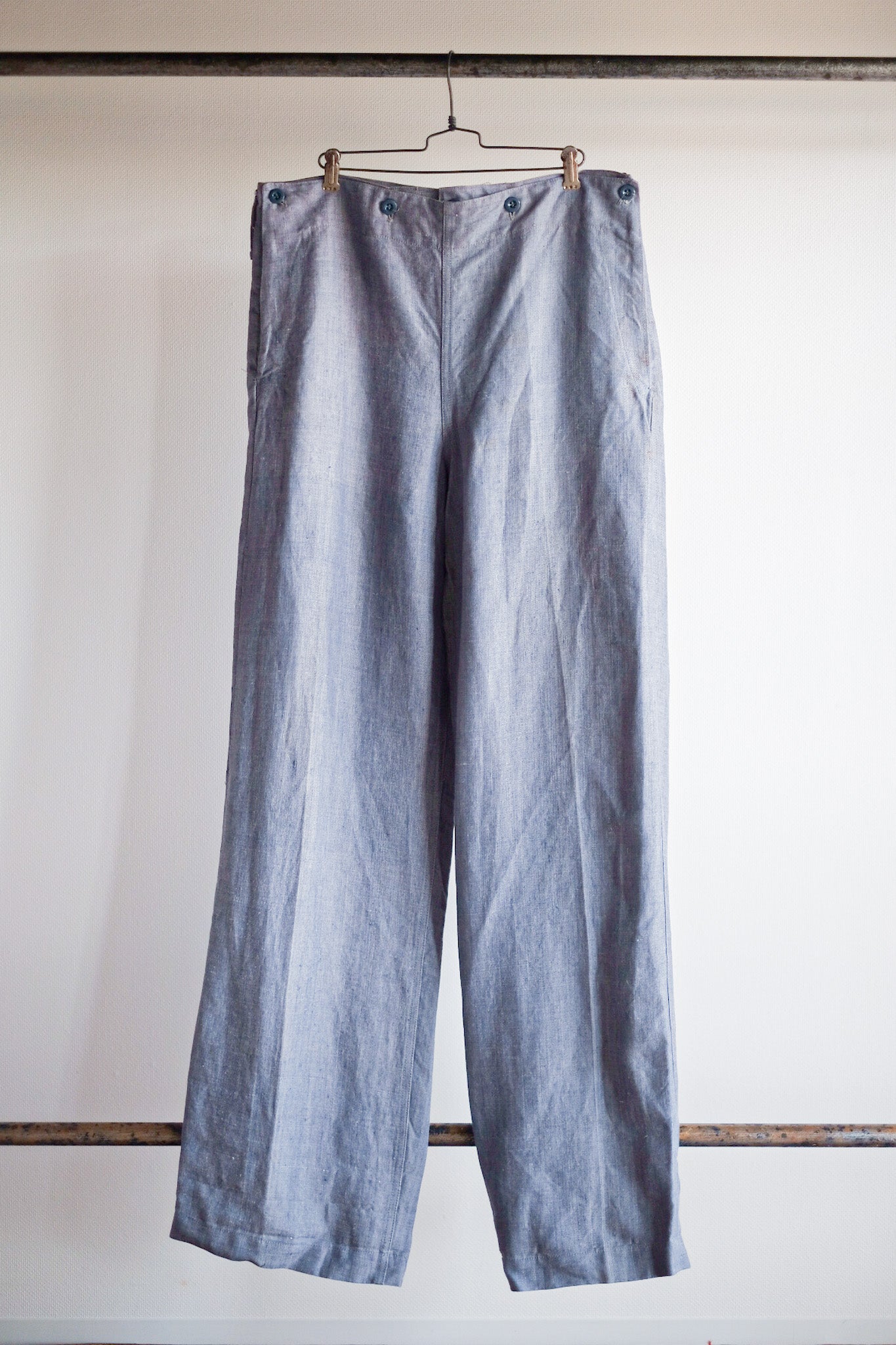 50's】French Navy Ramie Linen Sailor Pant