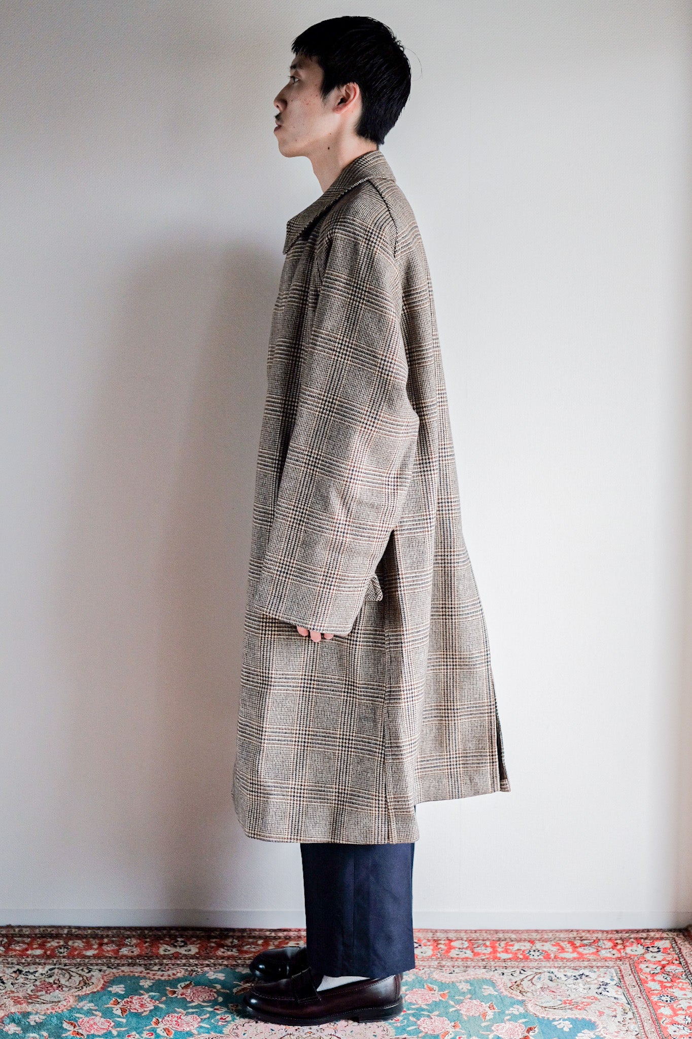 【~80's】Vintage Burberry's Single Raglan Balmacaan Coat Size.54R "Saddle Tweed"