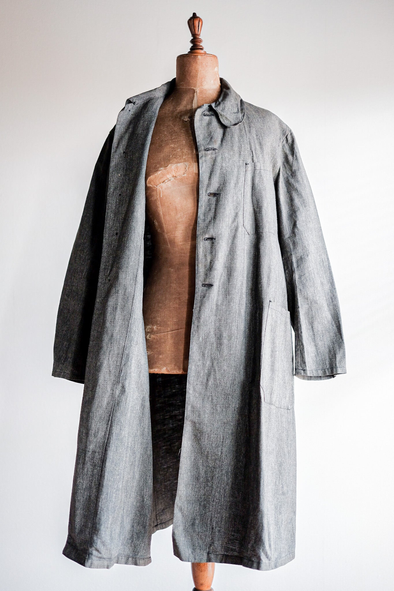 【~40's】French Vintage Black Chambray Atelier Coat “Dead Stock”