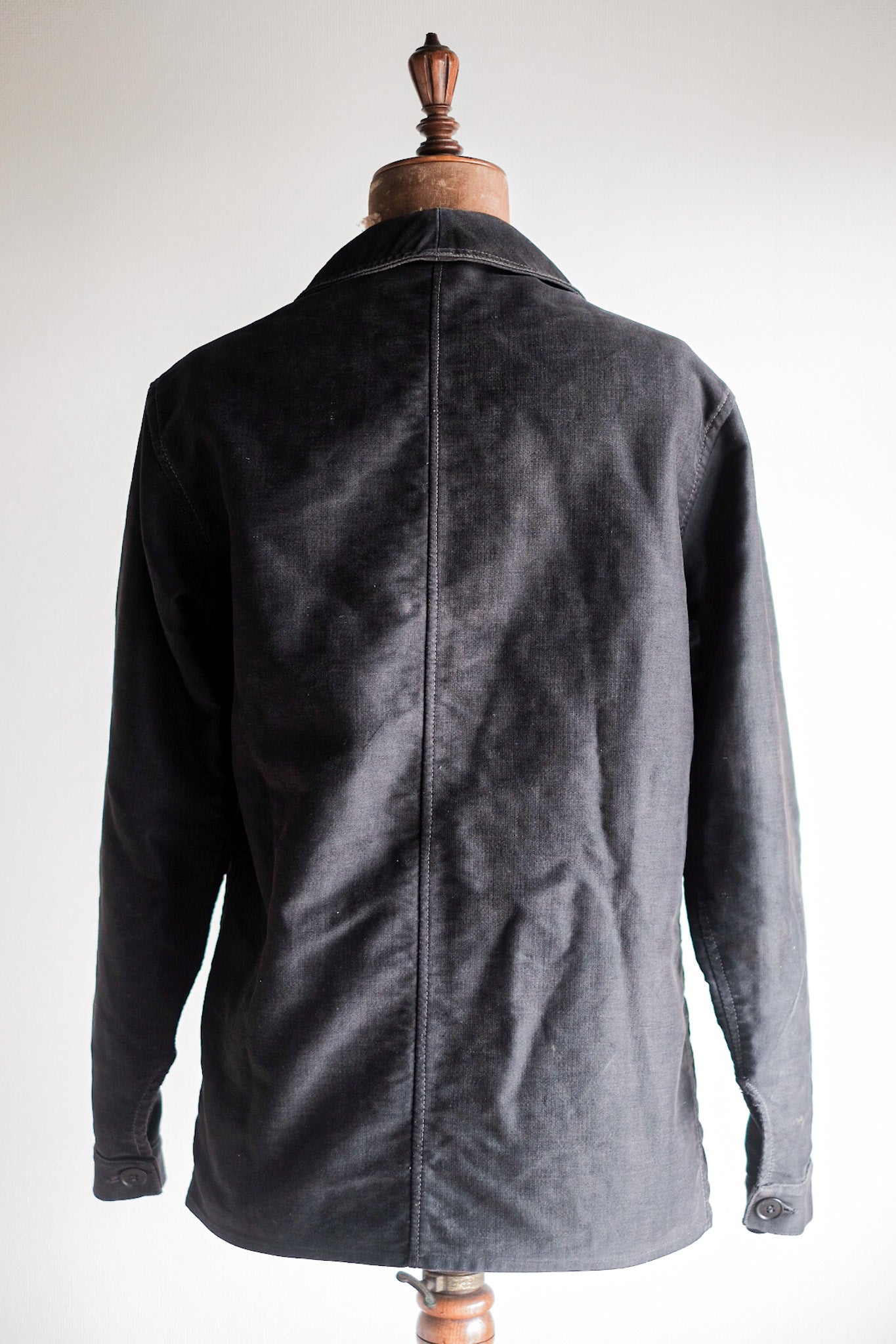 【~40's】French Vintage Black Moleskin Work Jacket "Le Mont St. Michel"