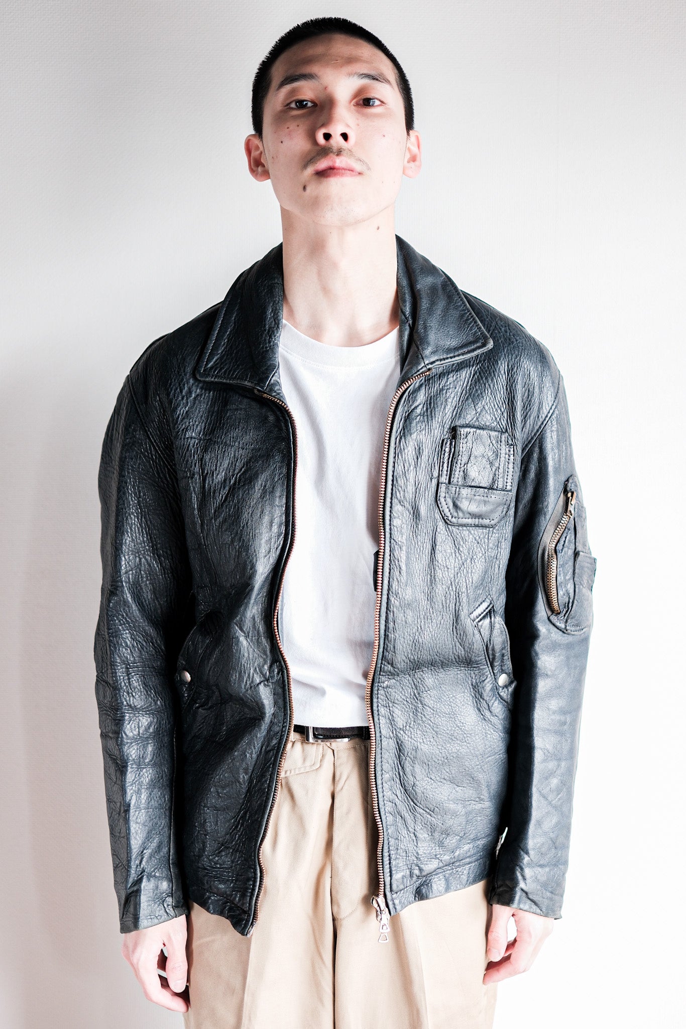 【~70's】French Air Force Pilot Leather Jacket