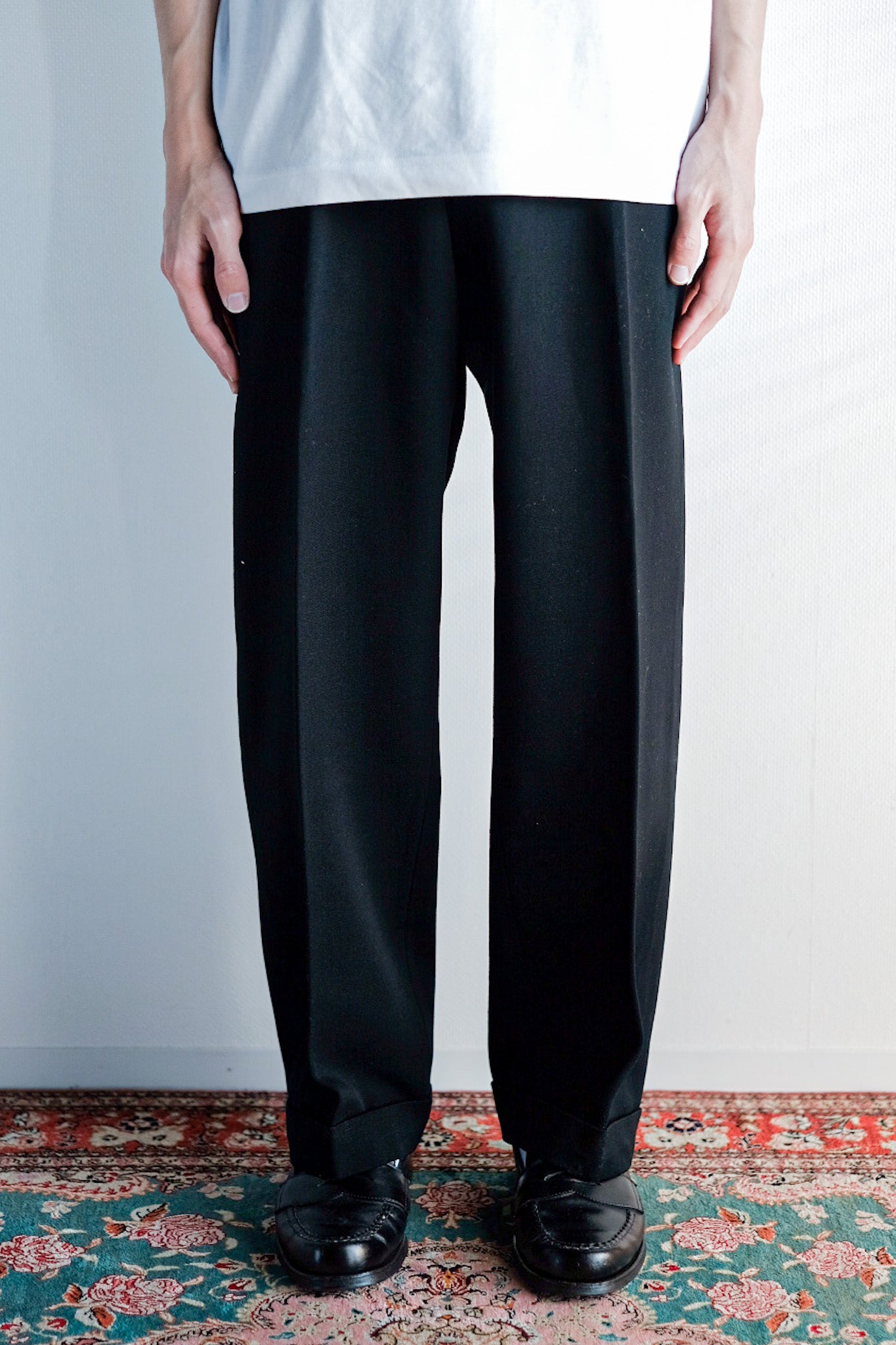 【~40's】French Vintage Black Wool Trousers