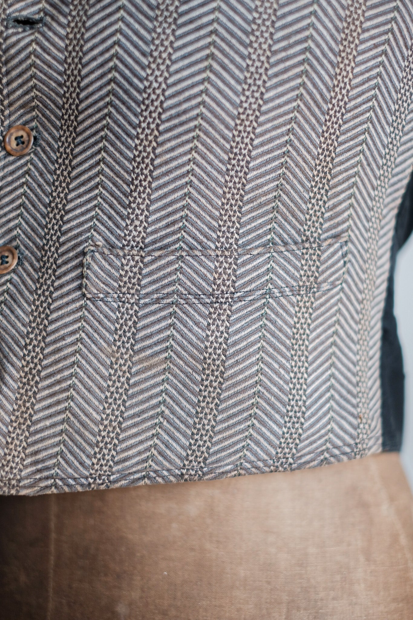 【~30's】French Vintage HBT Wool Work Gilet