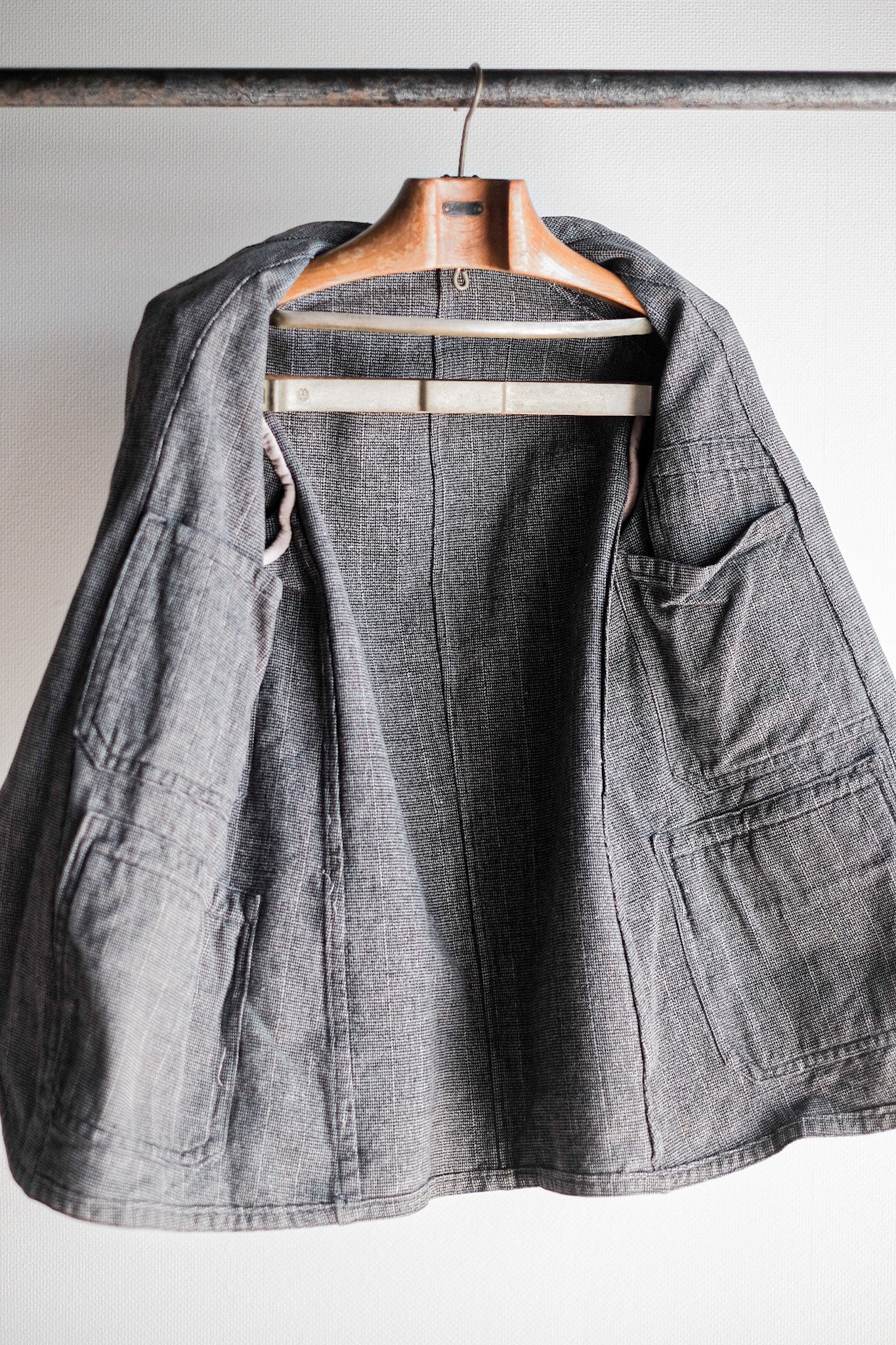 【~30's】French Vintage Cotton Checked Sack Jacket