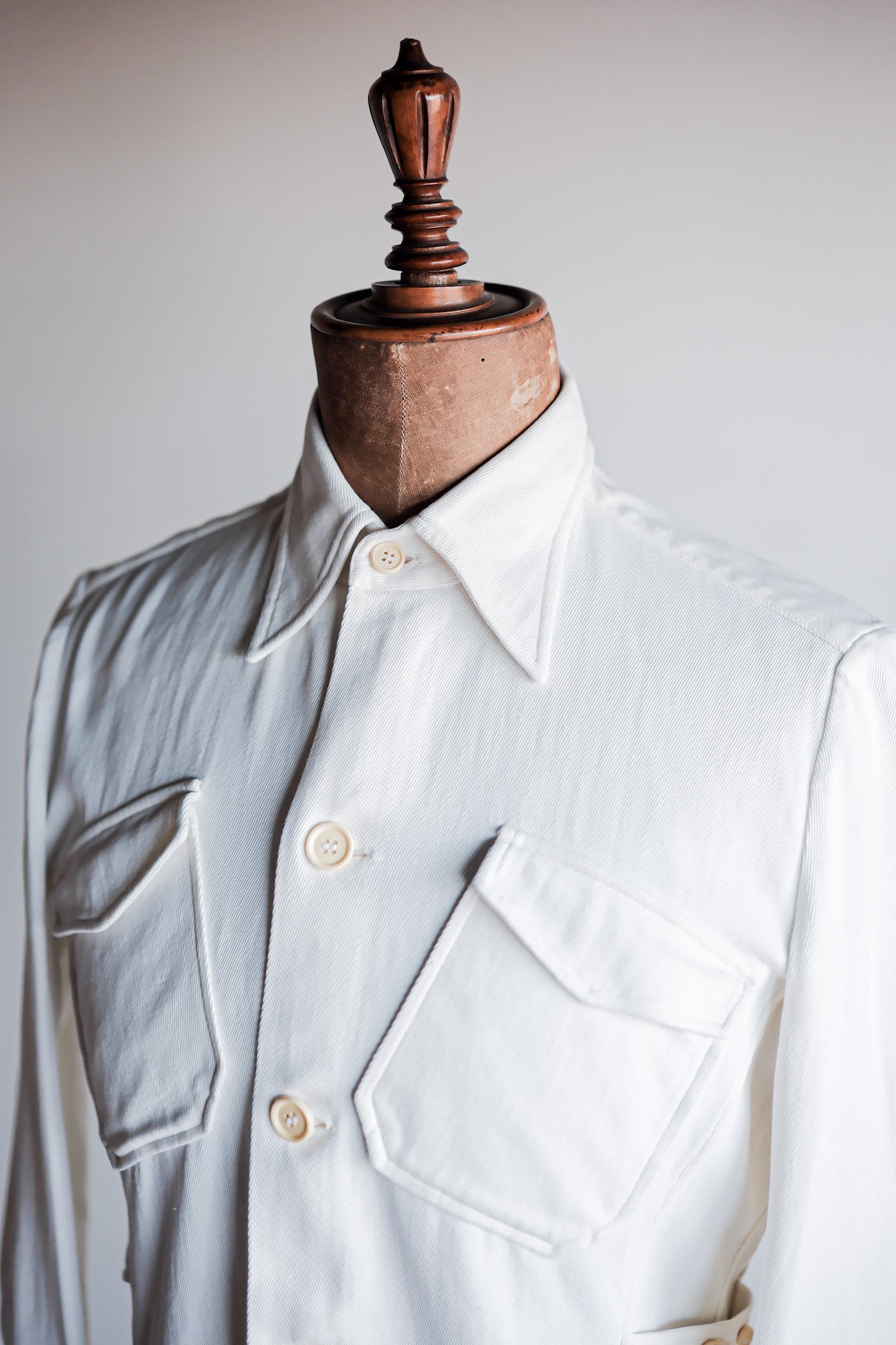 【~30's】French Vintage White Cotton Twill Colonial Jacket