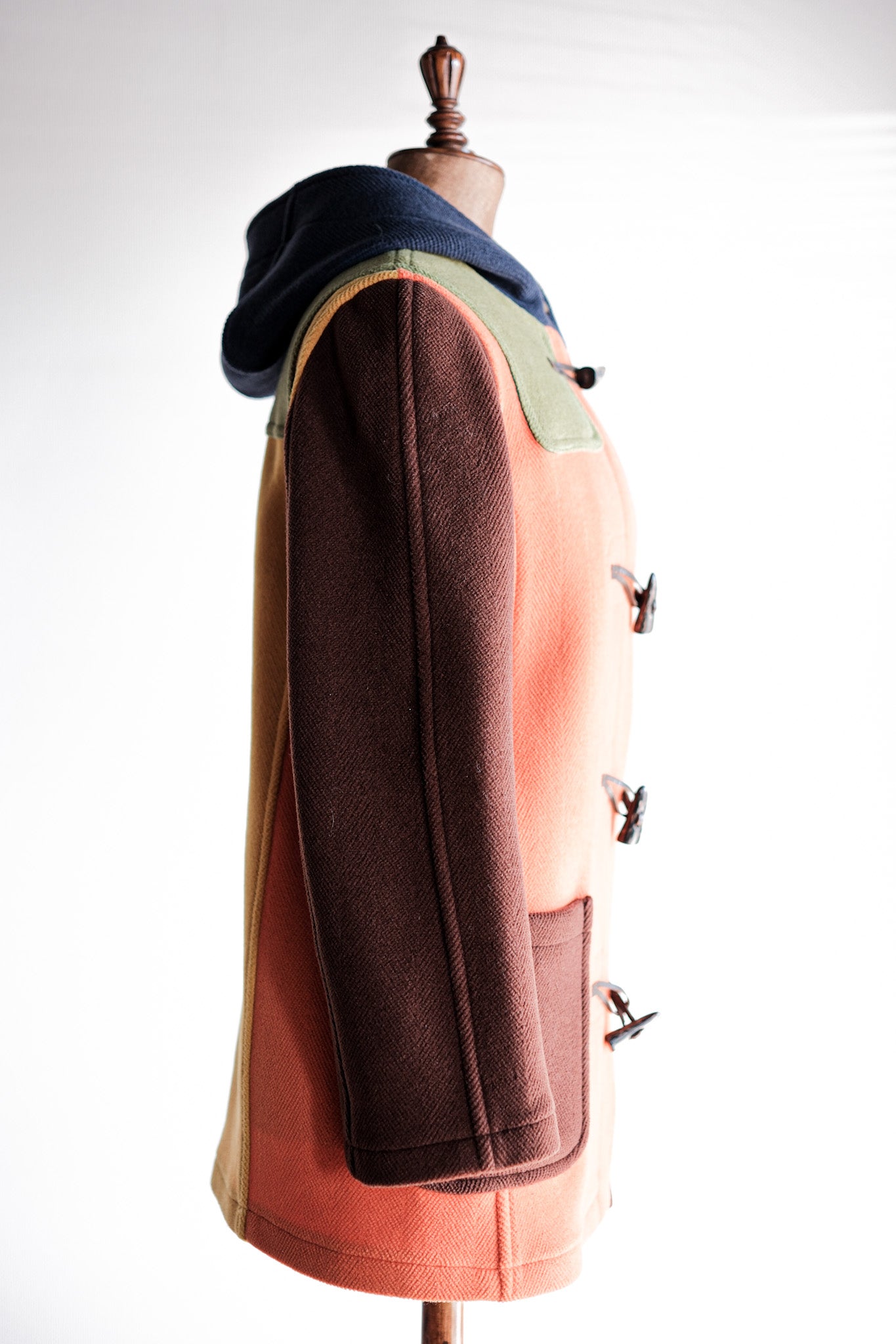 【~90's】Old INVERTERE Crazy Pattern Wool Duffle Coat "Moorbrook"