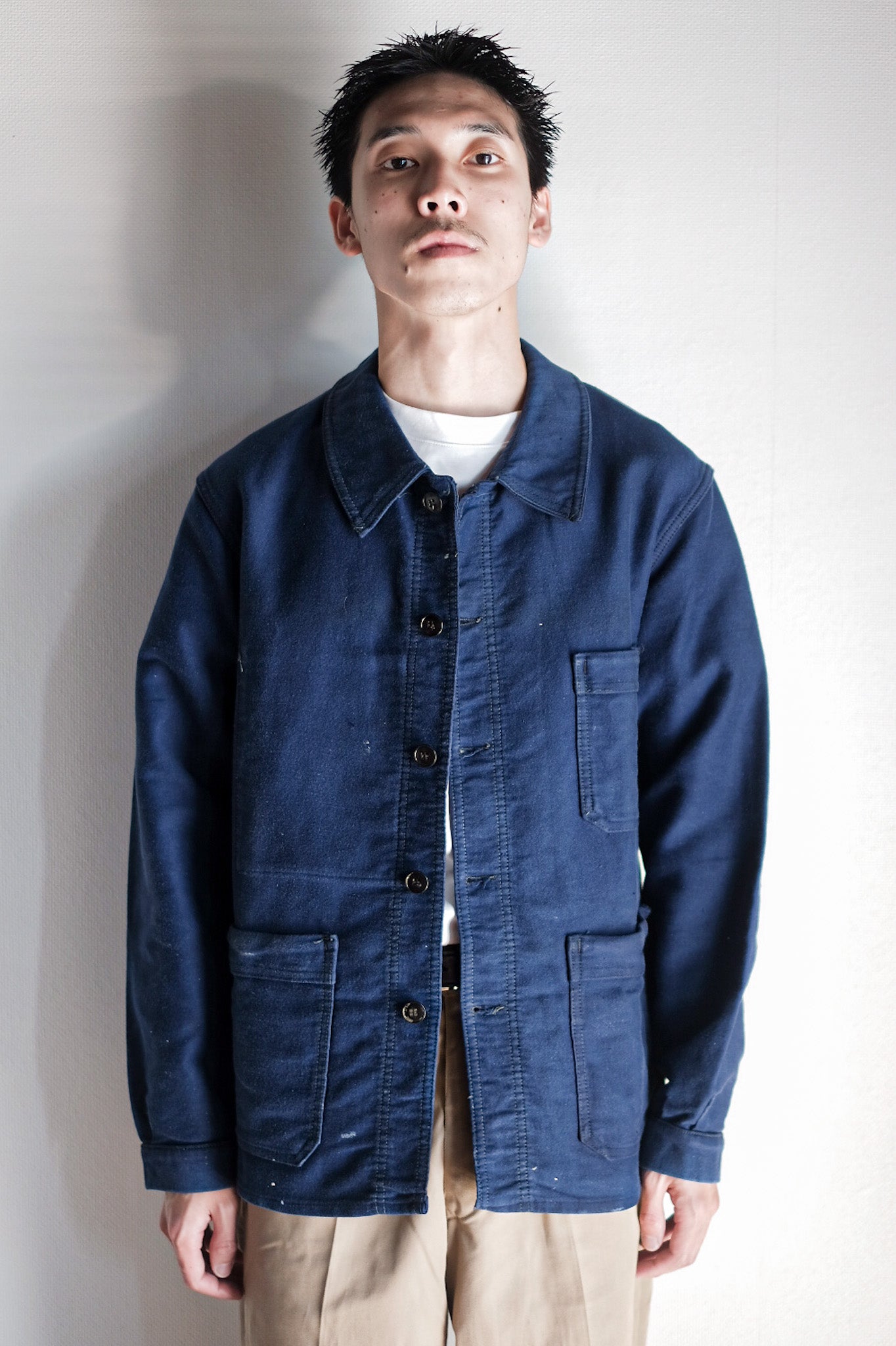 【~50's】French Vintage Blue Moleskin Work Jacket