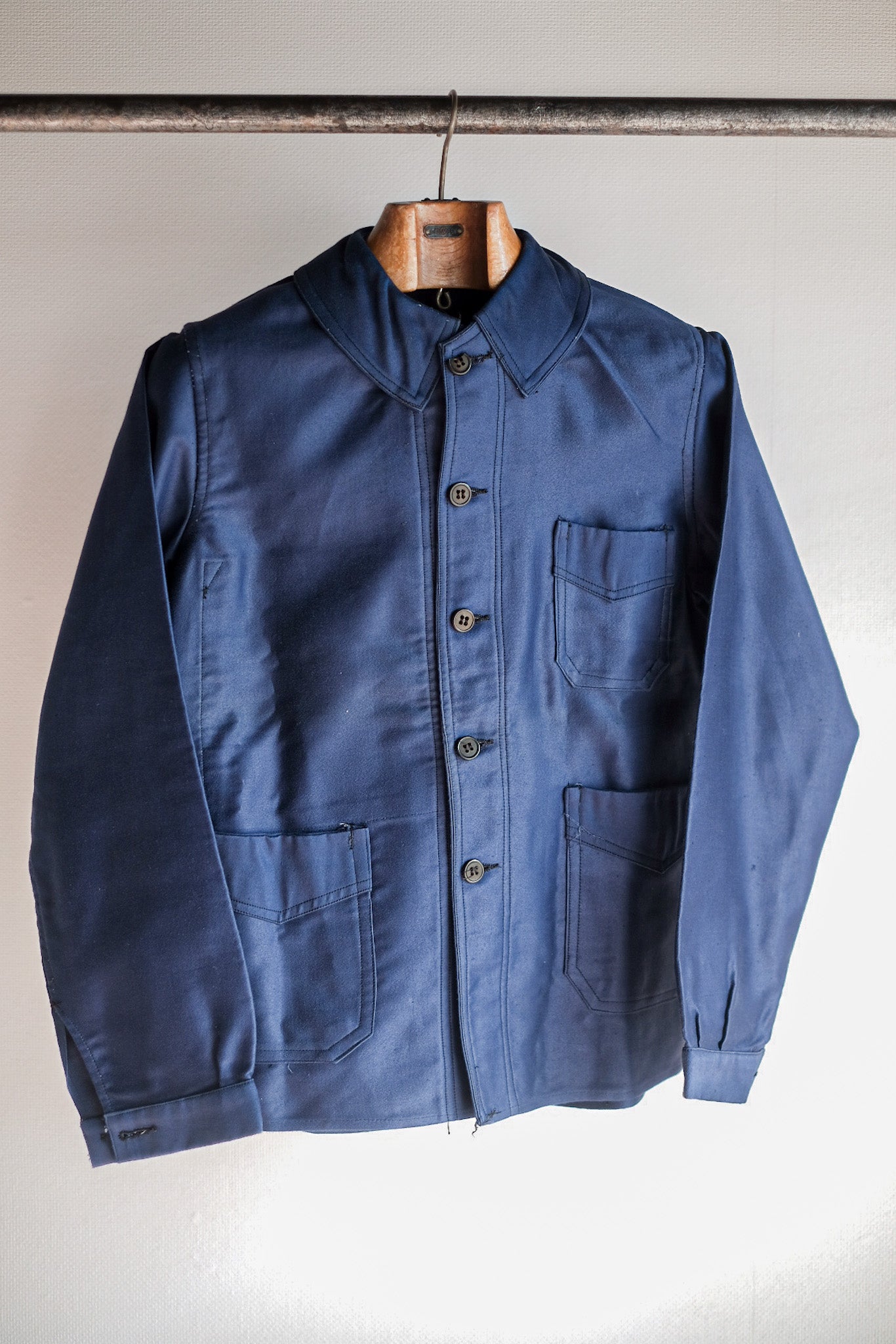 【~40's】French Vintage Blue Moleskin Work Jacket "Dead Stock"