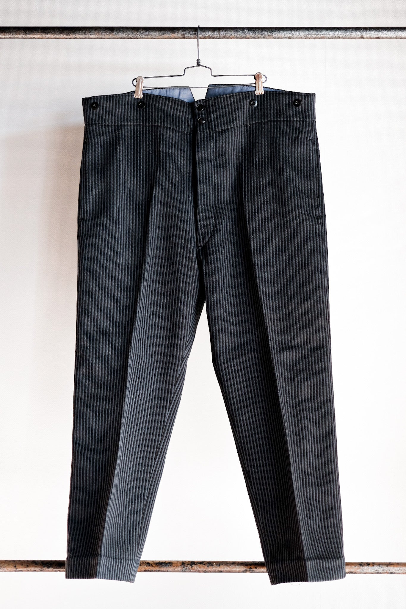 【 ~ 30's 】 French Vintage Cotton Pique Pique Striped Pants "Dead Stock"