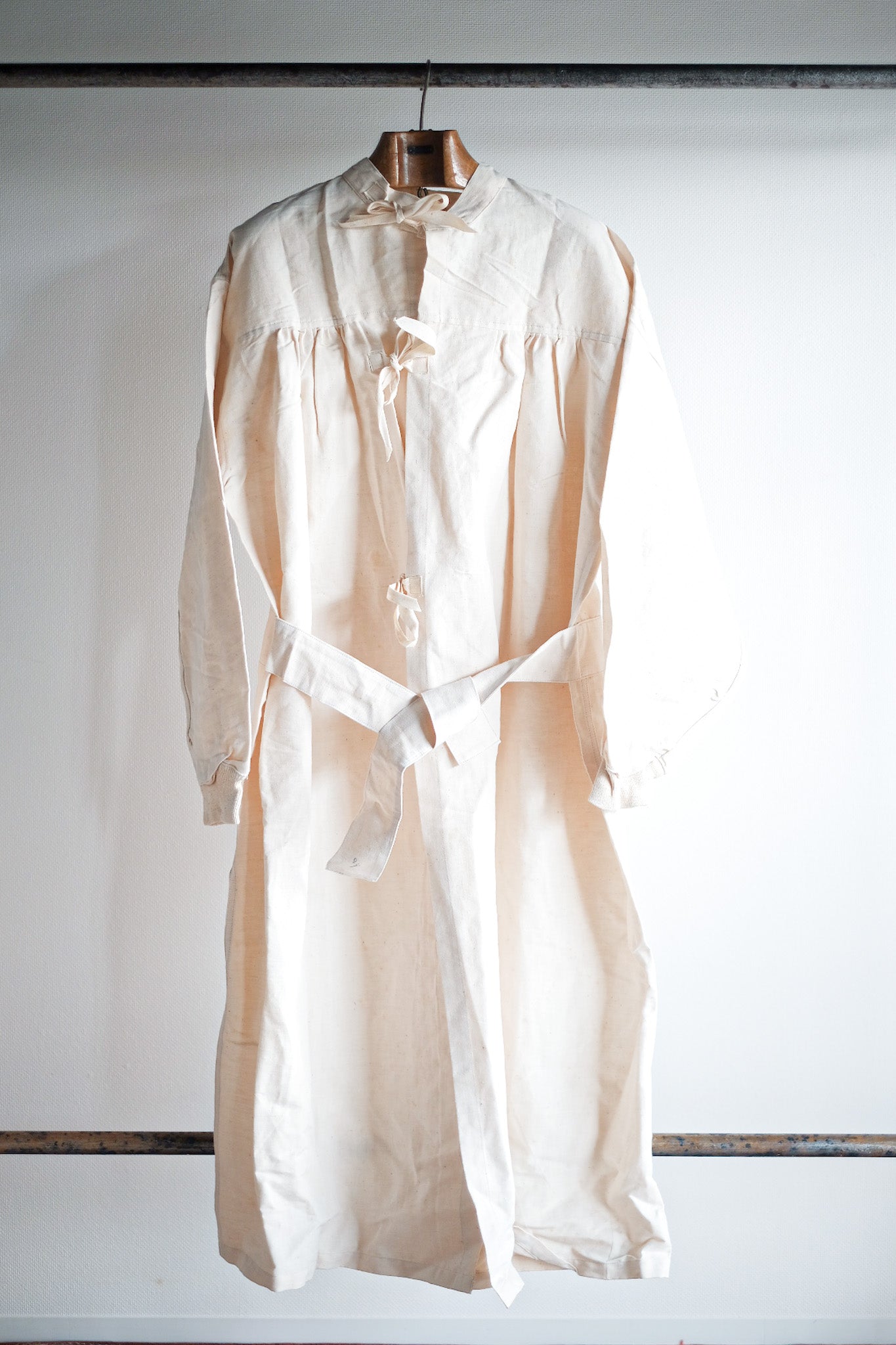 【~50's】French Army Surgeon Linen Coat Hospital Military "Dead Stock"