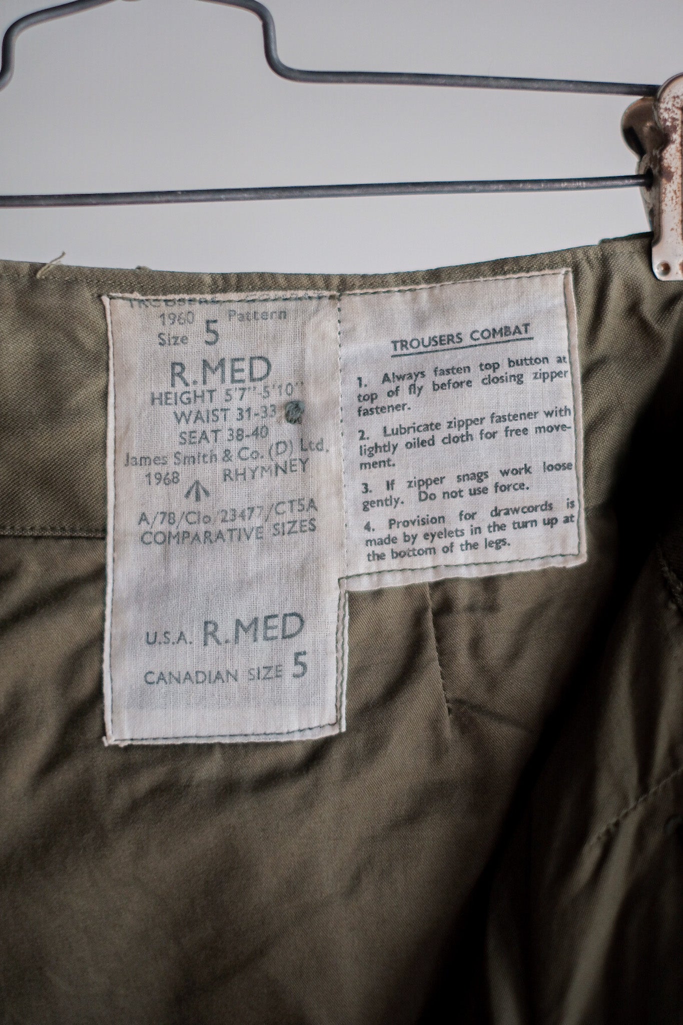 【~60's】British Army 1960 Pattern Combat Trousers Size.5