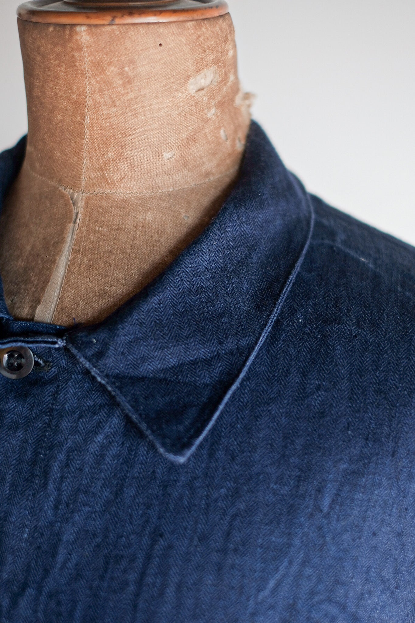 【~40's】French Vintage Indigo HBT Linen Work Jacket