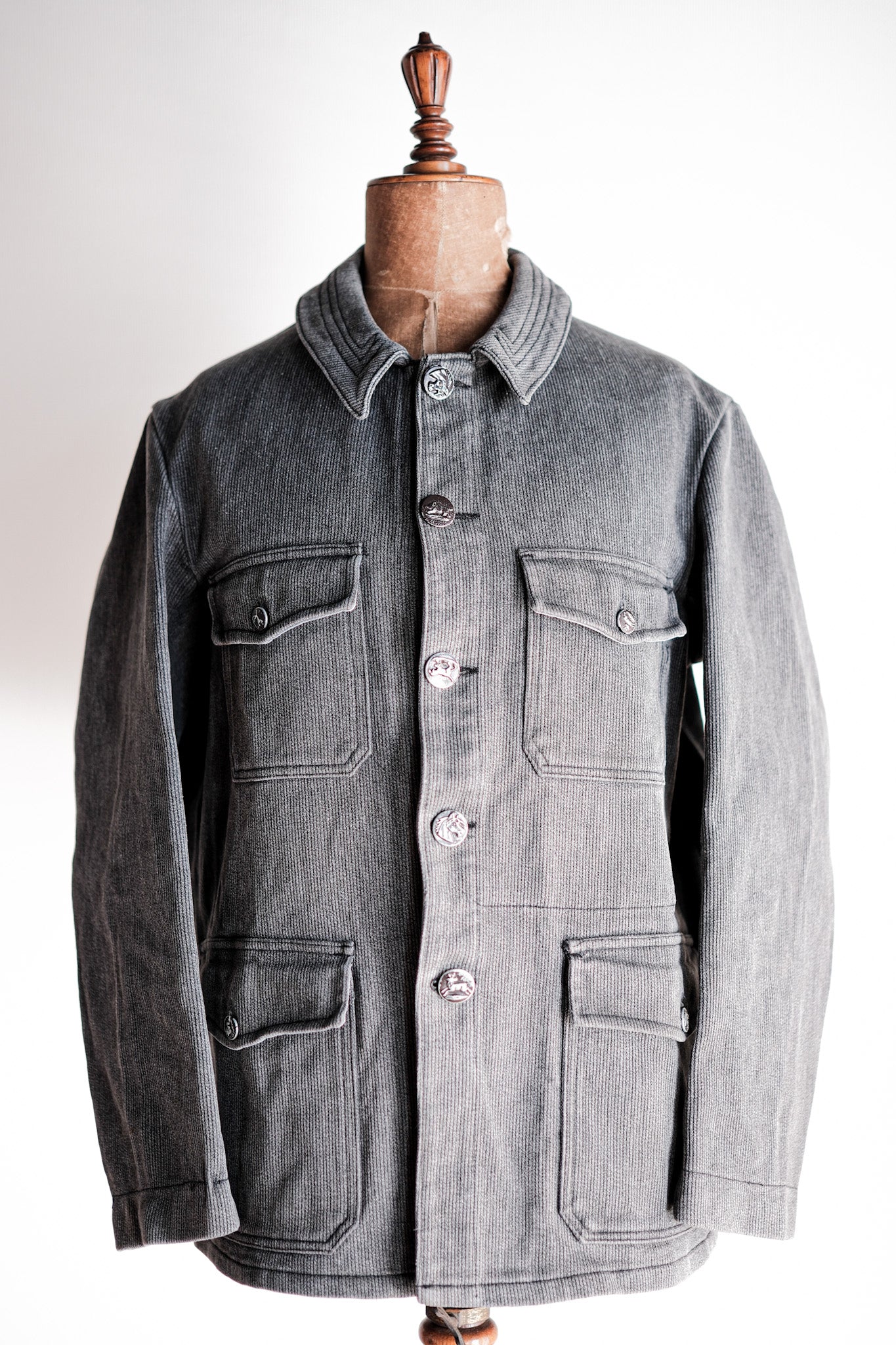 【~60's】French Vintage Gray Cotton Pique Hunting Jacket