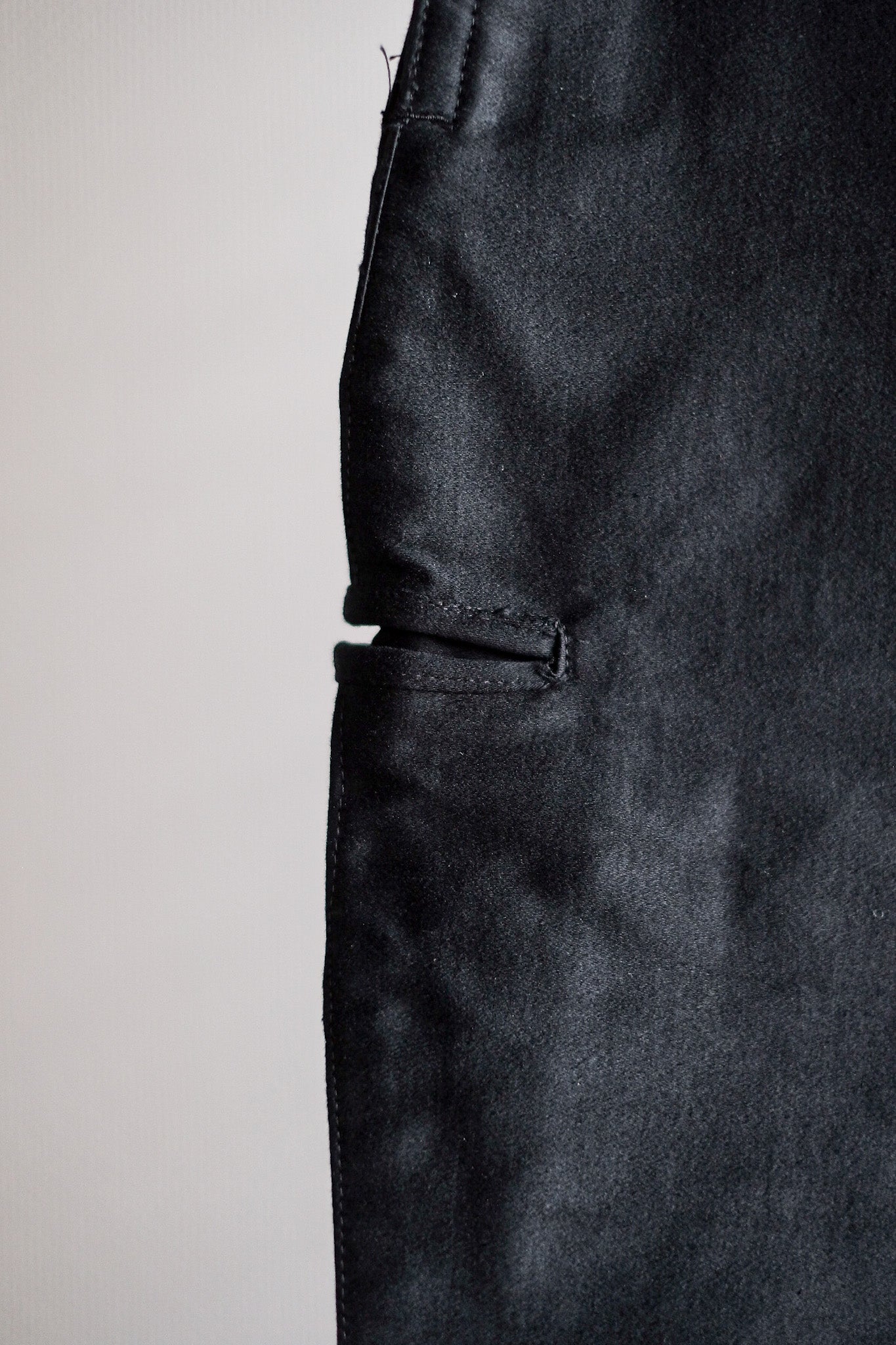 【~30's】French Vintage Black Moleskin Work Pants "Le Mont St. Michel" "Dead Stock"
