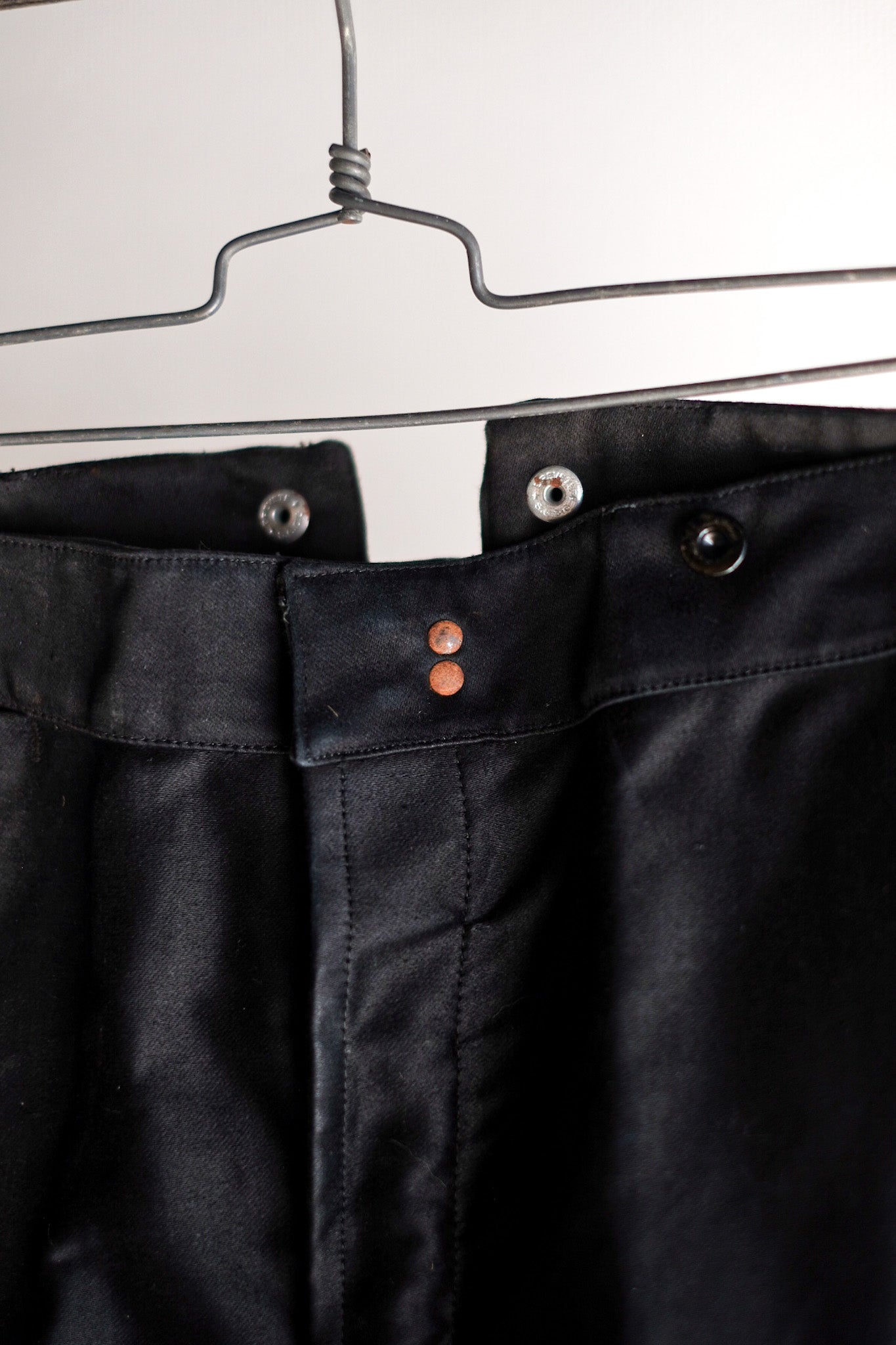 【~40's】French Vintage Black Moleskin Work Pants "Adolphe Lafont" "Dead Stock"