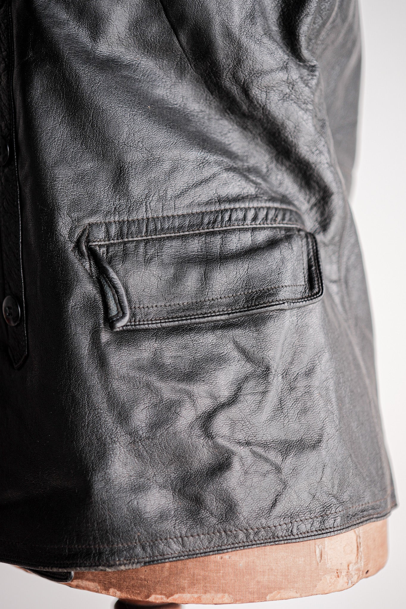 【~40's】Swedish Vintage Double Breasted Leather Jacket