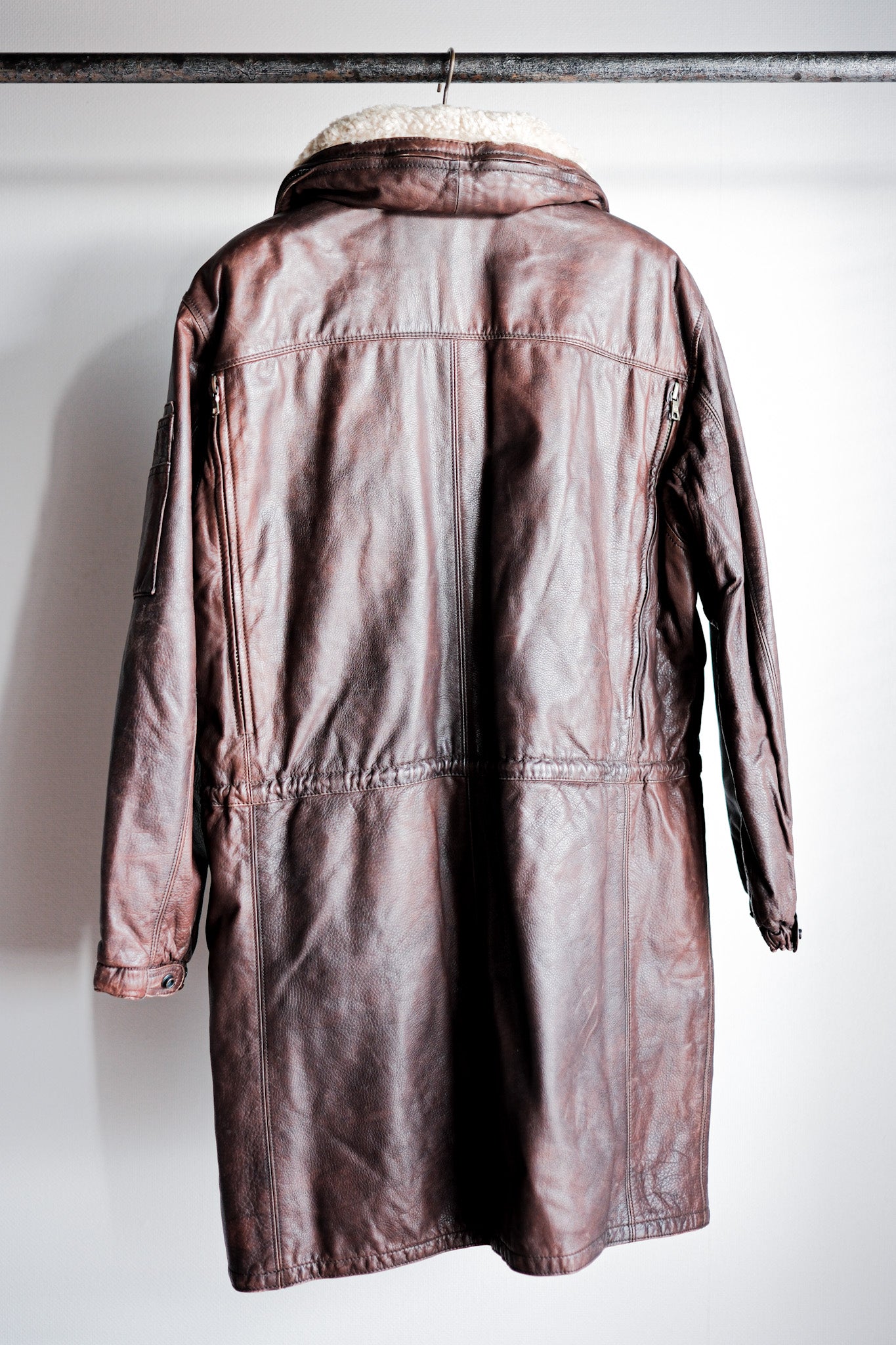 【~80's】Old GIORGIO ARMANI Aviator Style Leather Coat Size.48