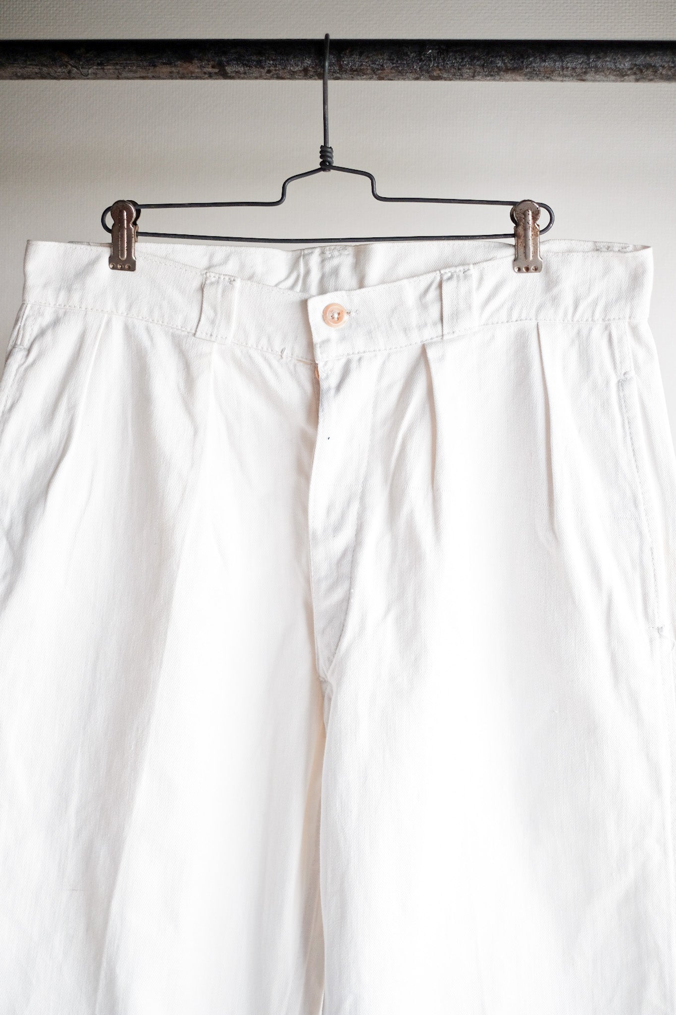 【~50's】French Army White Cotton Trousers Size. 84