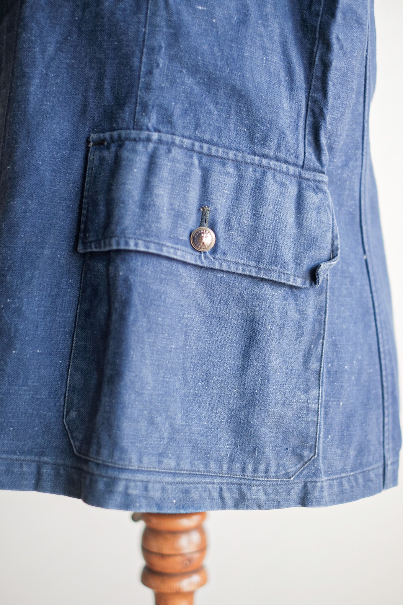【~40's】French Vintage Indigo Metis Fireman Lapel Jacket