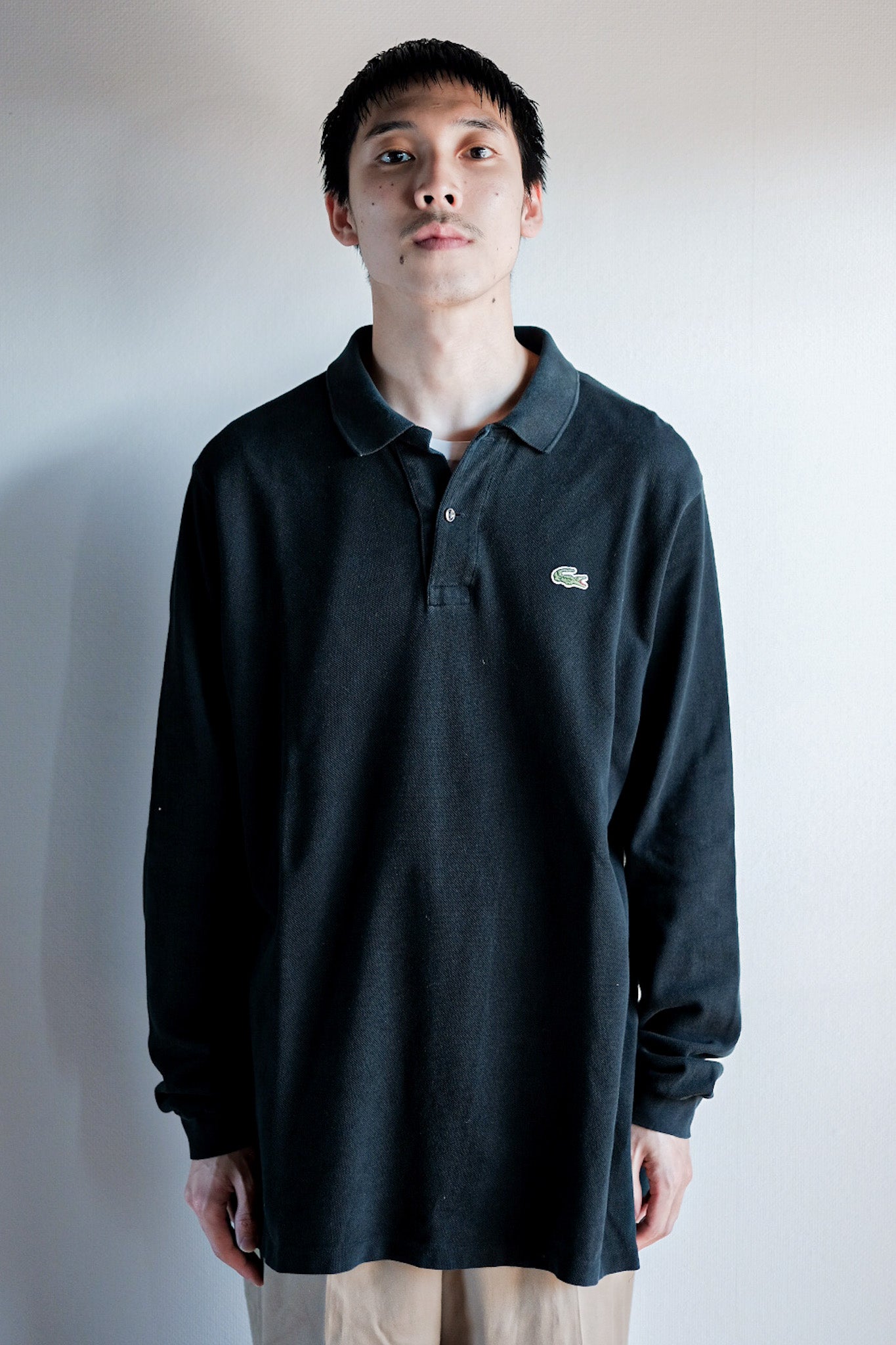 【~80's】CHEMISE LACOSTE L/S Polo Shirt Size.5 "Black"