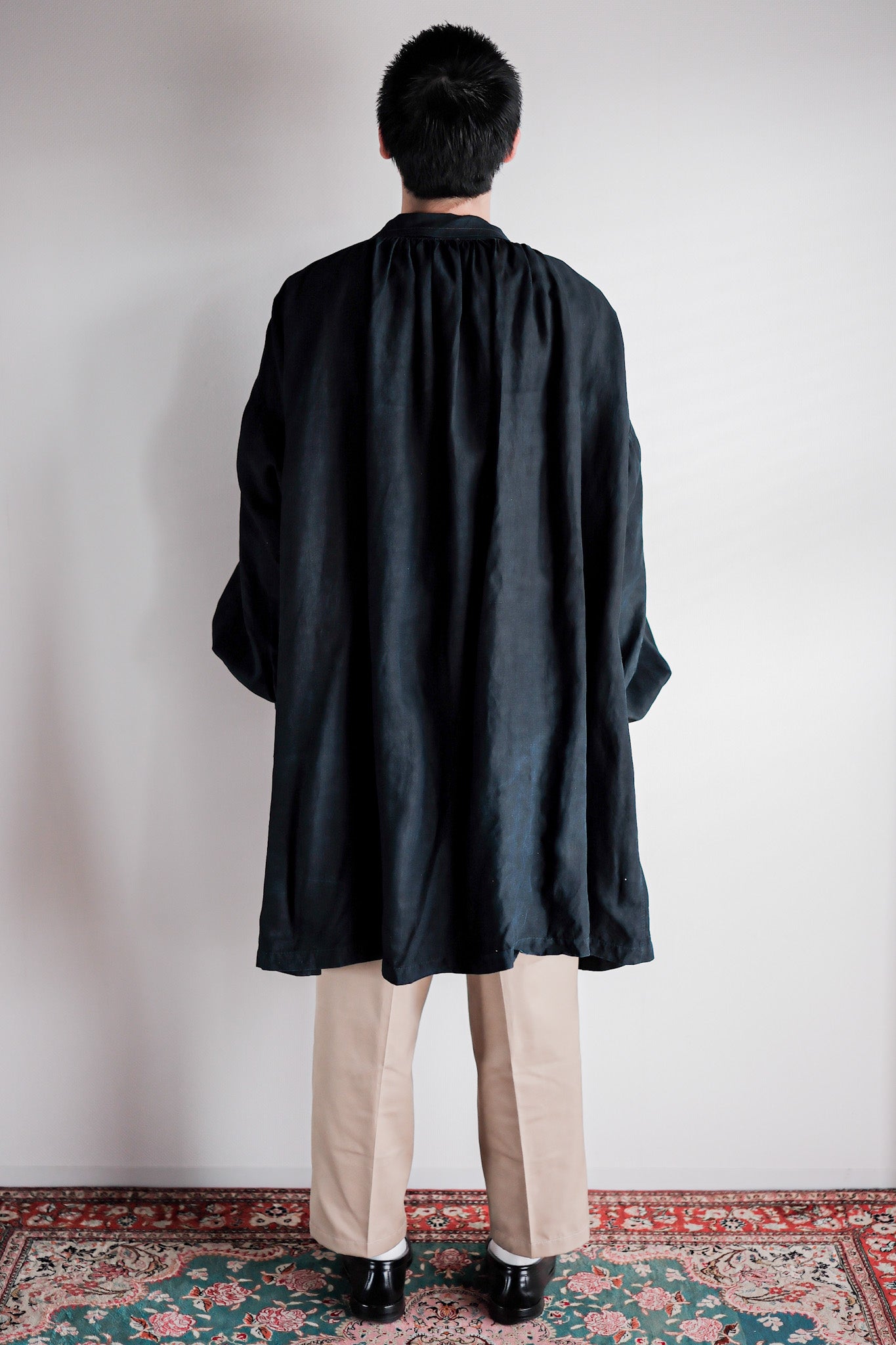 【Early 20th C】French Antique Indigo Linen Smock Open Type "Biaude"