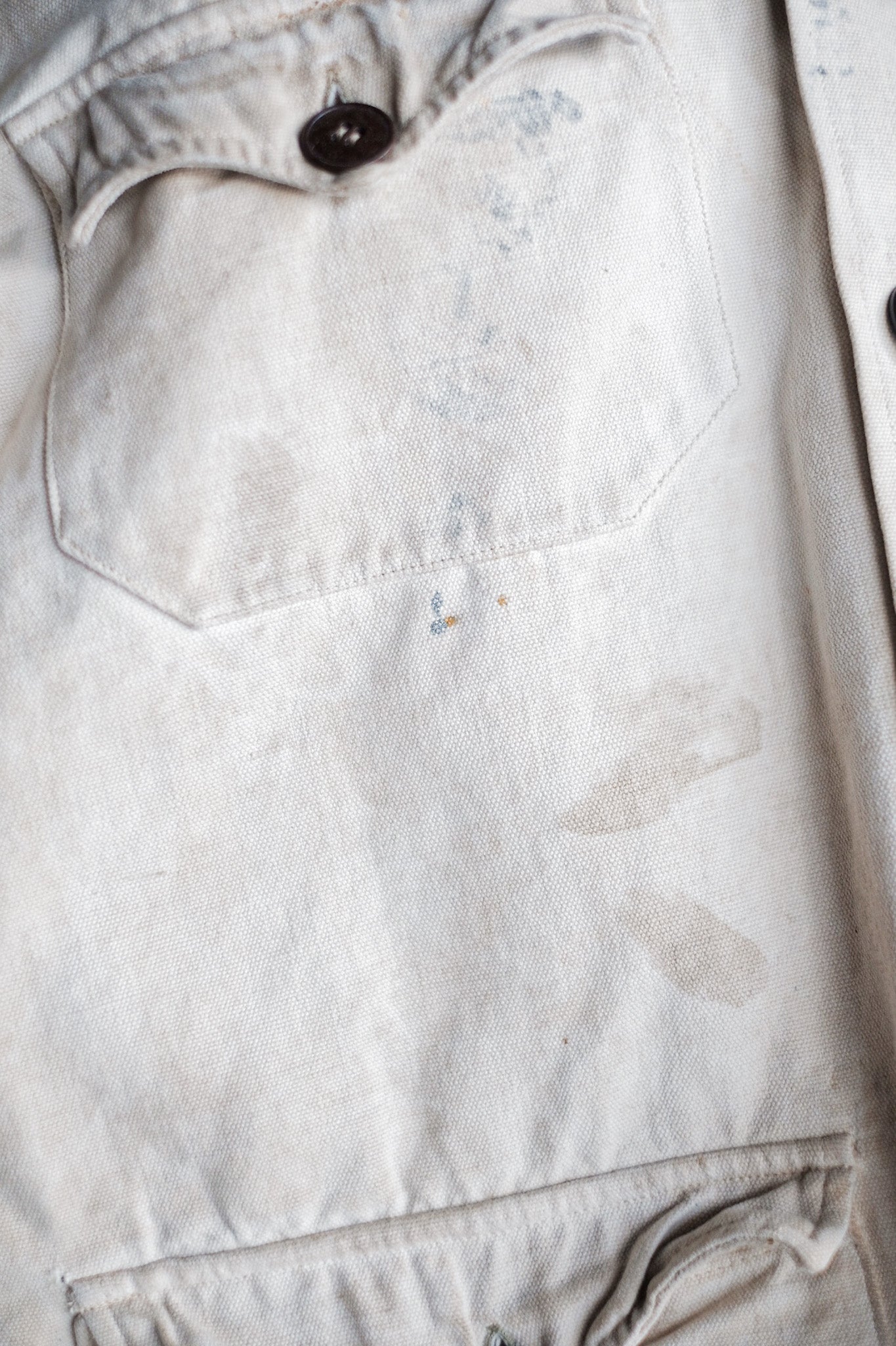 【~50's】French Vintage White Cotton Canvas Work Jacket