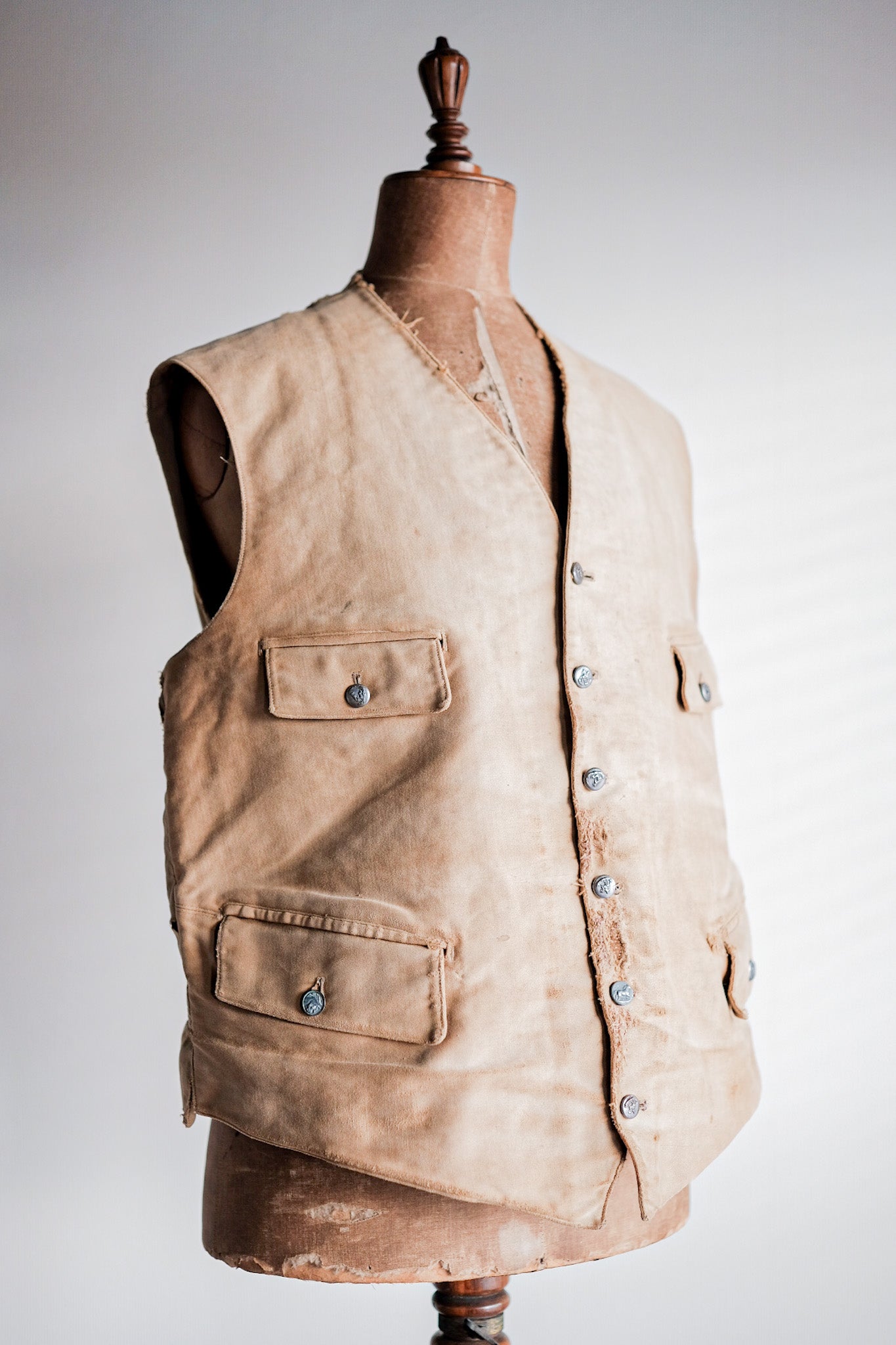 【~30's】French Vintage Moleskin Hunting Gilet