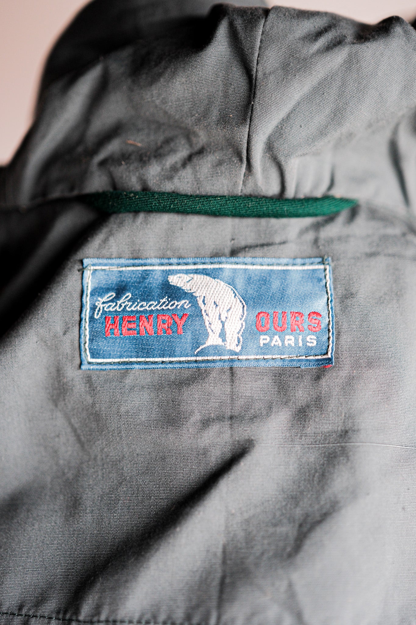 【~50's】French Vintage Green Wool Rayon Hooded Jacket "Dead Stock"