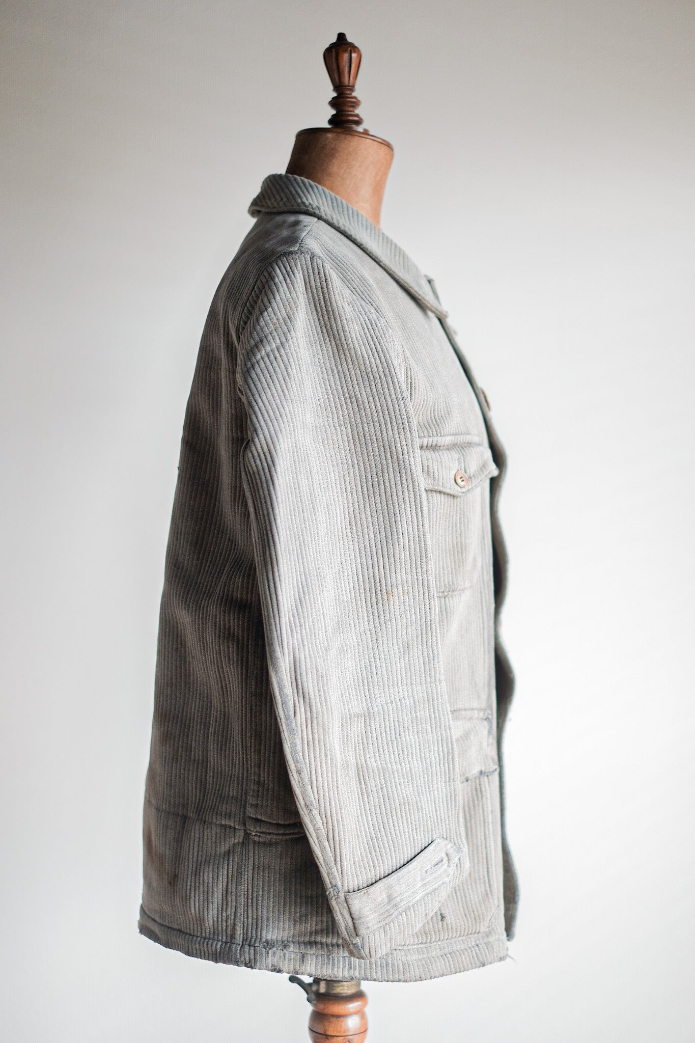 【~40's】French Vintage Gray Cotton Pique Hunting Jacket