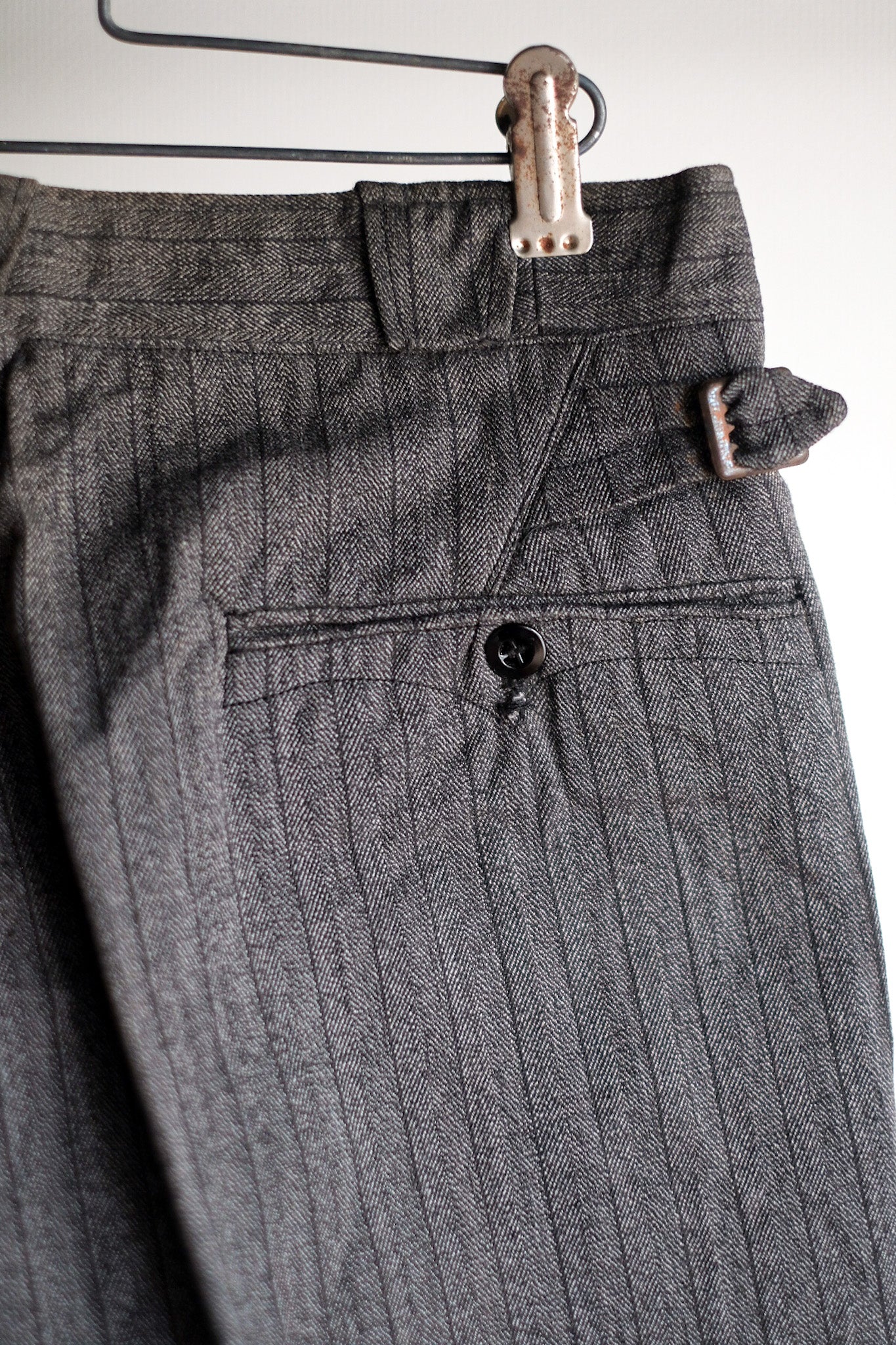 【~40's】French Vintage Salt & Pepper Cotton Striped Work Pants "Dead Stock"