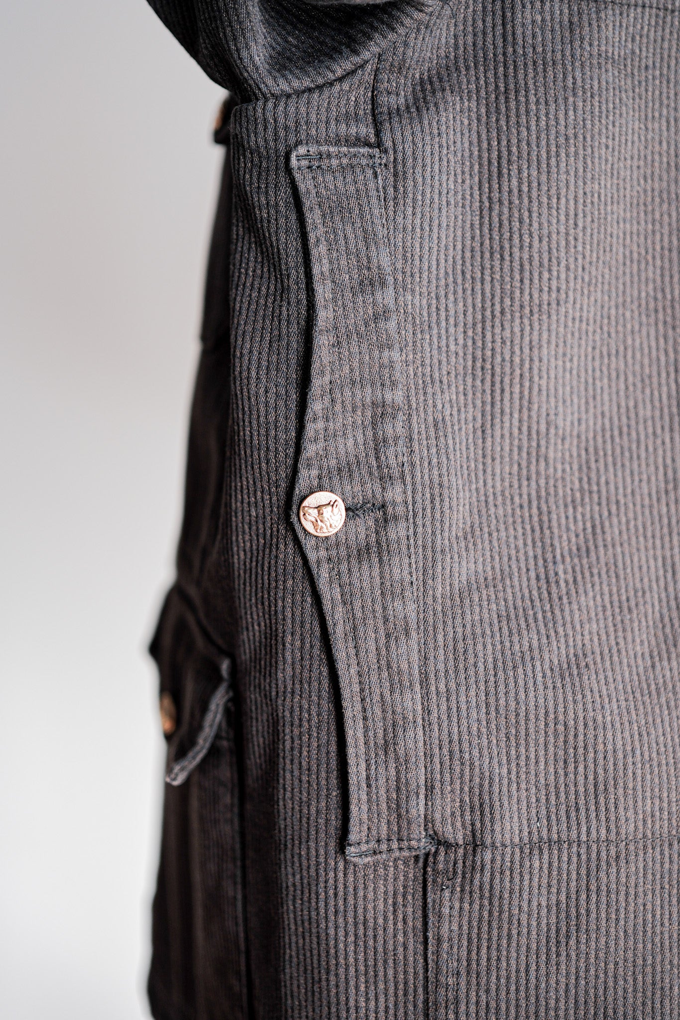 【~50's】French Vintage Brown Cotton Pique Hunting Jacket