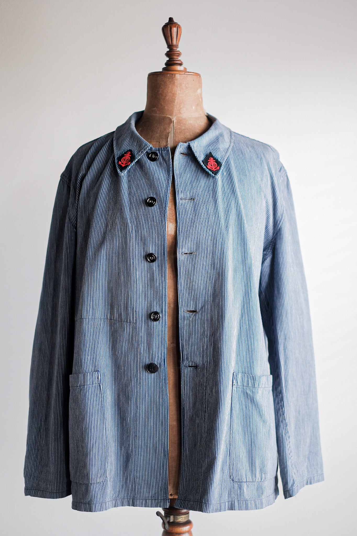 【~50's】French Vintage Cotton Striped Work Jacket "CGT"
