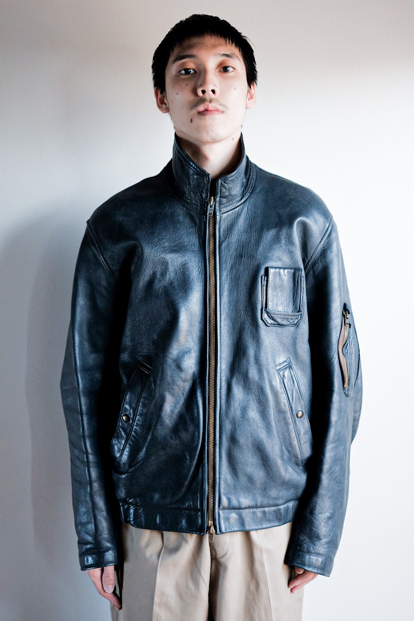 【~70's】French Air Force Pilot Leather Jacket