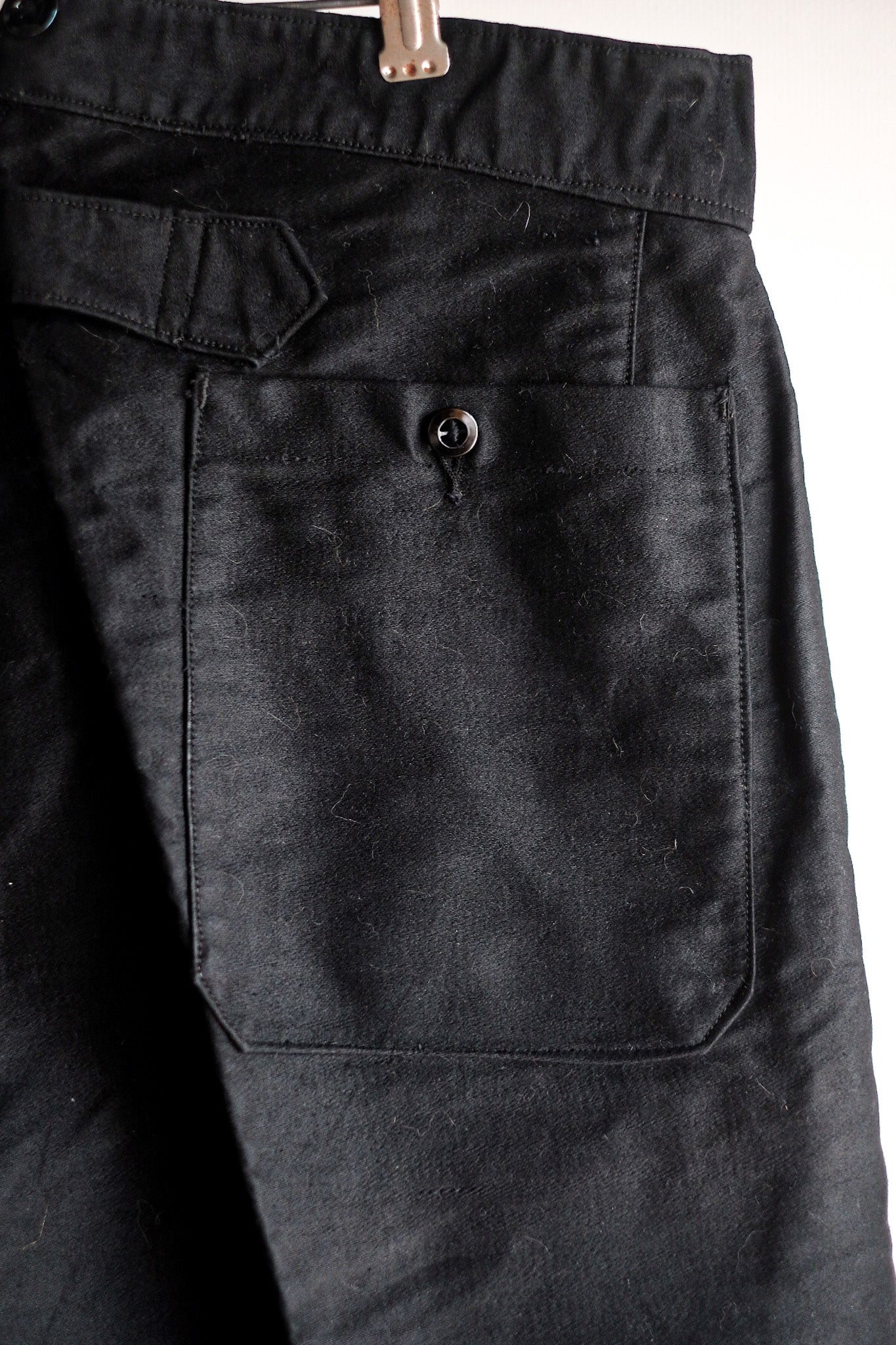 【~40's】French Vintage Black Moleskin Work Pants "Dead Stock"