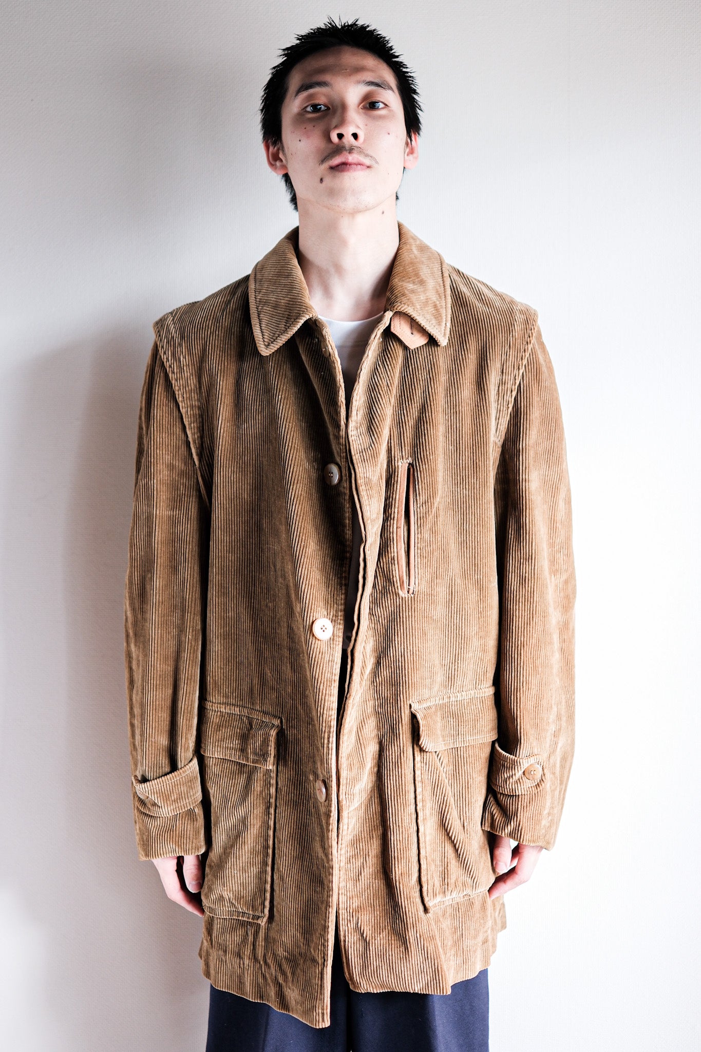 【~80's】Old INVERTERE Brown Corduroy Jacket With Chin Strap