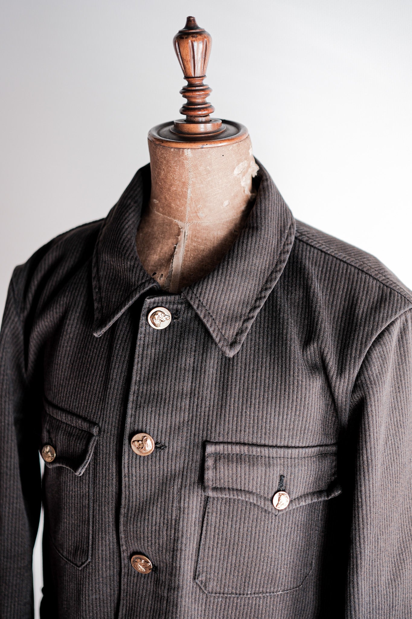 【~50's】French Vintage Brown Cotton Pique Hunting Jacket