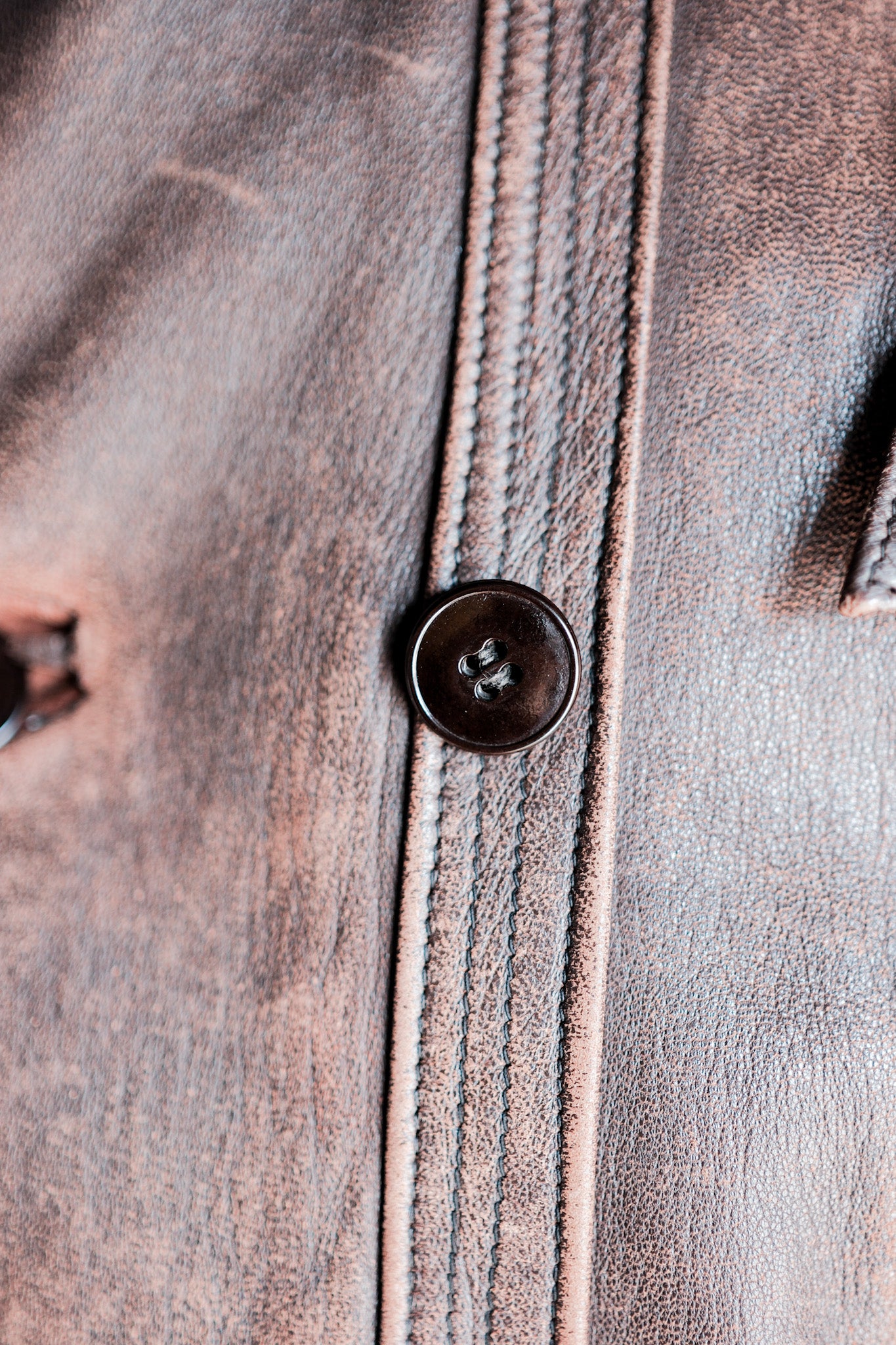 【~50's】French Vintage Le Corbusier Type Double Breasted Leather Jacket "Unusual Pattern"