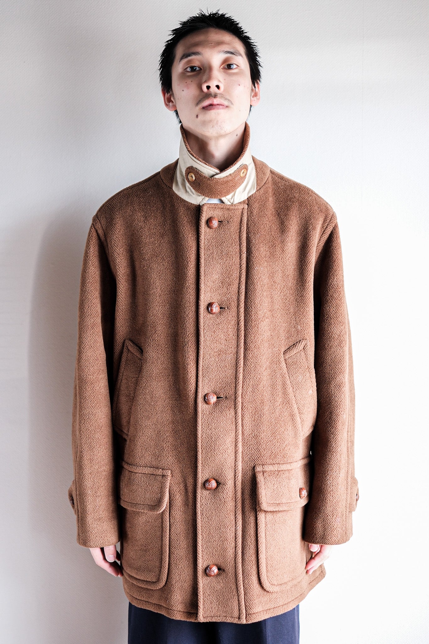 【~90's】Old INVERTERE Wool Jacket With Chin Strap "Moorbrook"