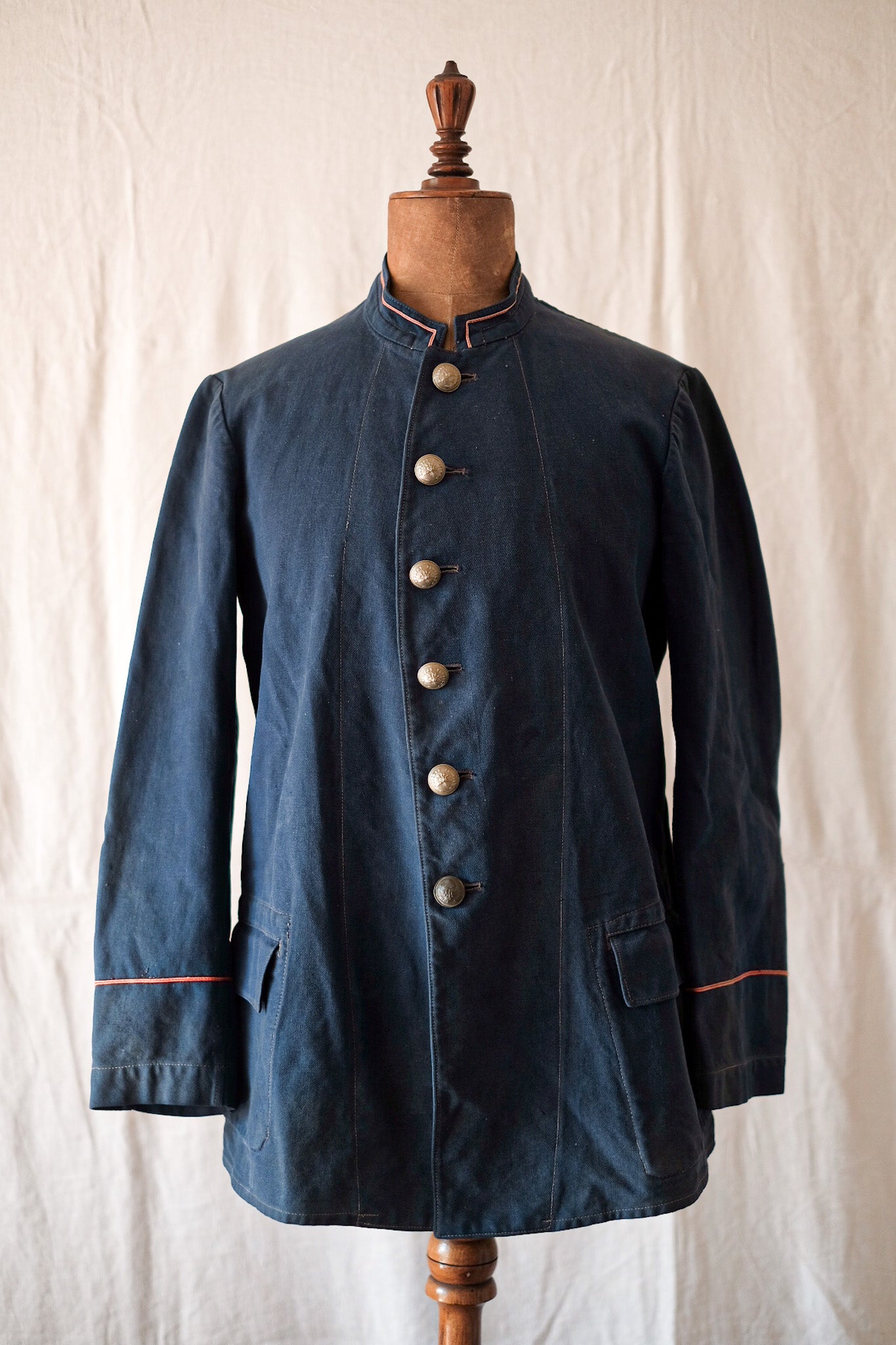 【~30's】French Vintage Indigo Cotton Twill Fireman Jacket