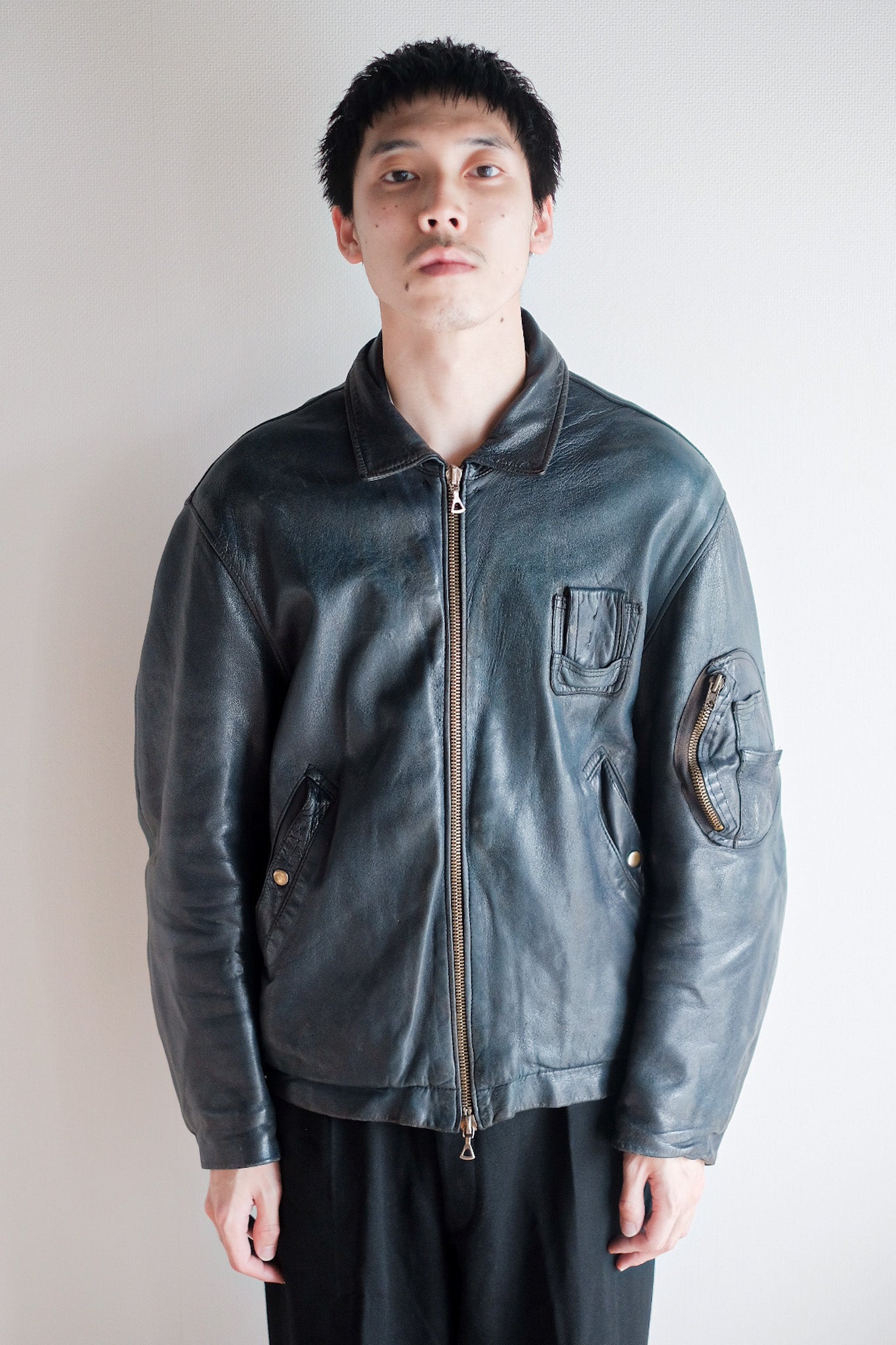 【~80's】French Air Force Pilot Leather Jacket