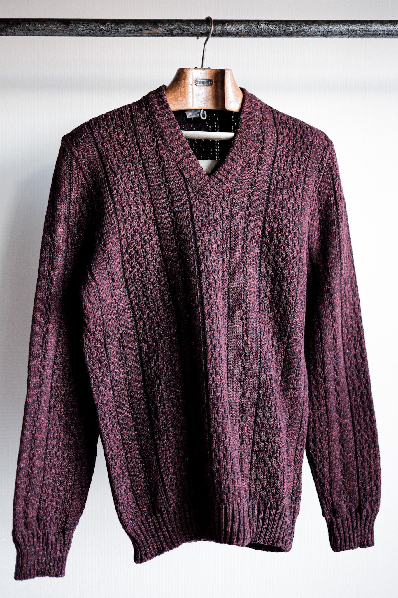【~60's】French Vintage V-neck Wool Sweater "Dead Stock"