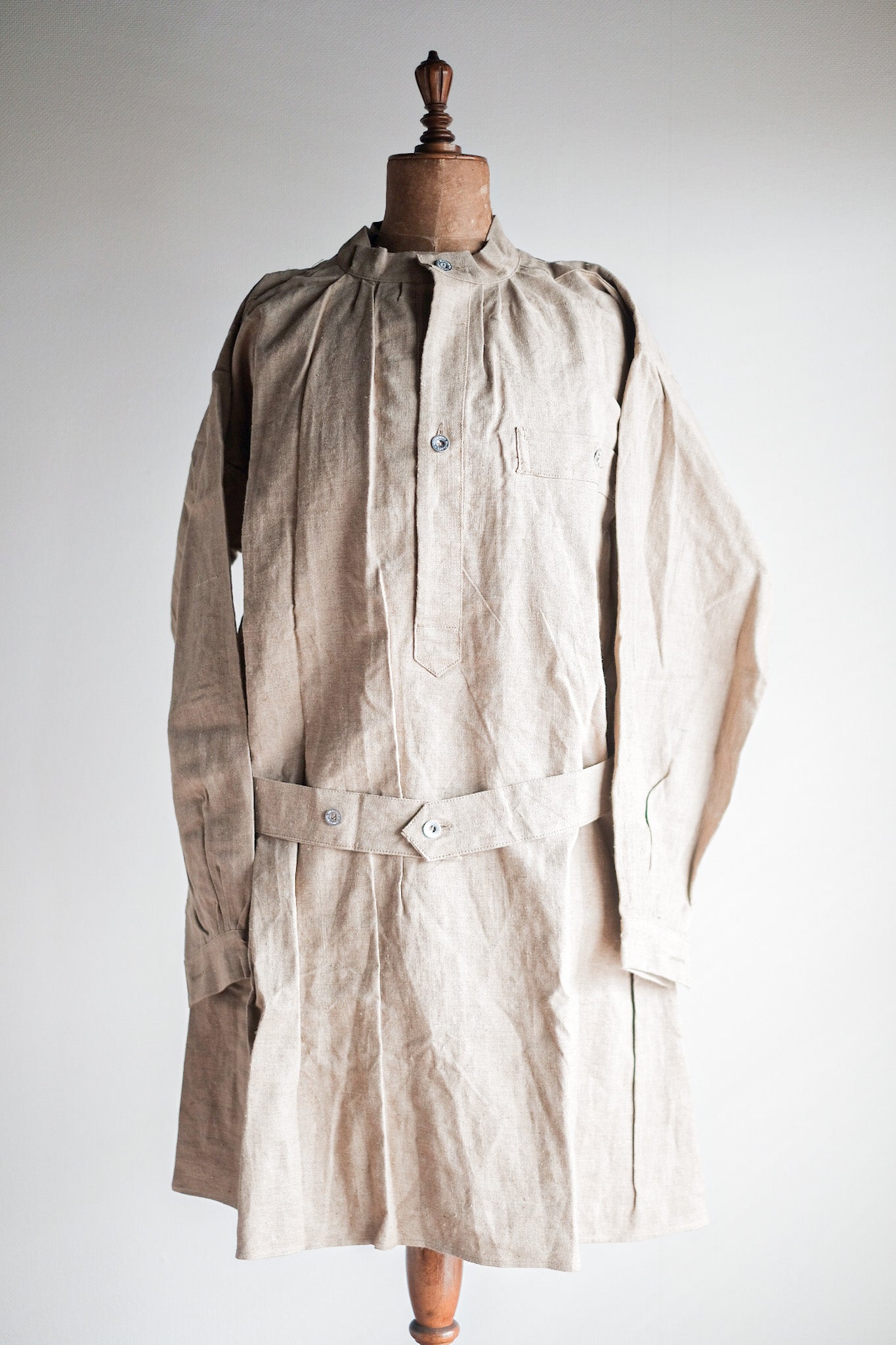 【~50's】French Army Bourgeron Linen Smock Hospital Military "Dead Stock"