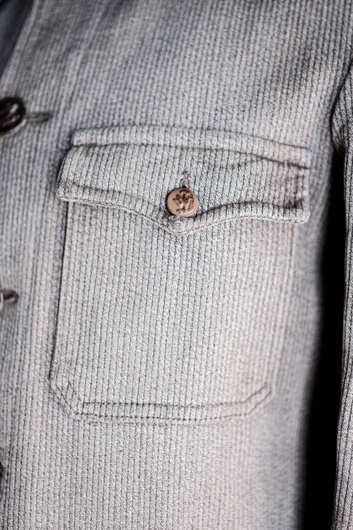 【~50's】French Vintage Gray Cotton Pique Hunting Jacket